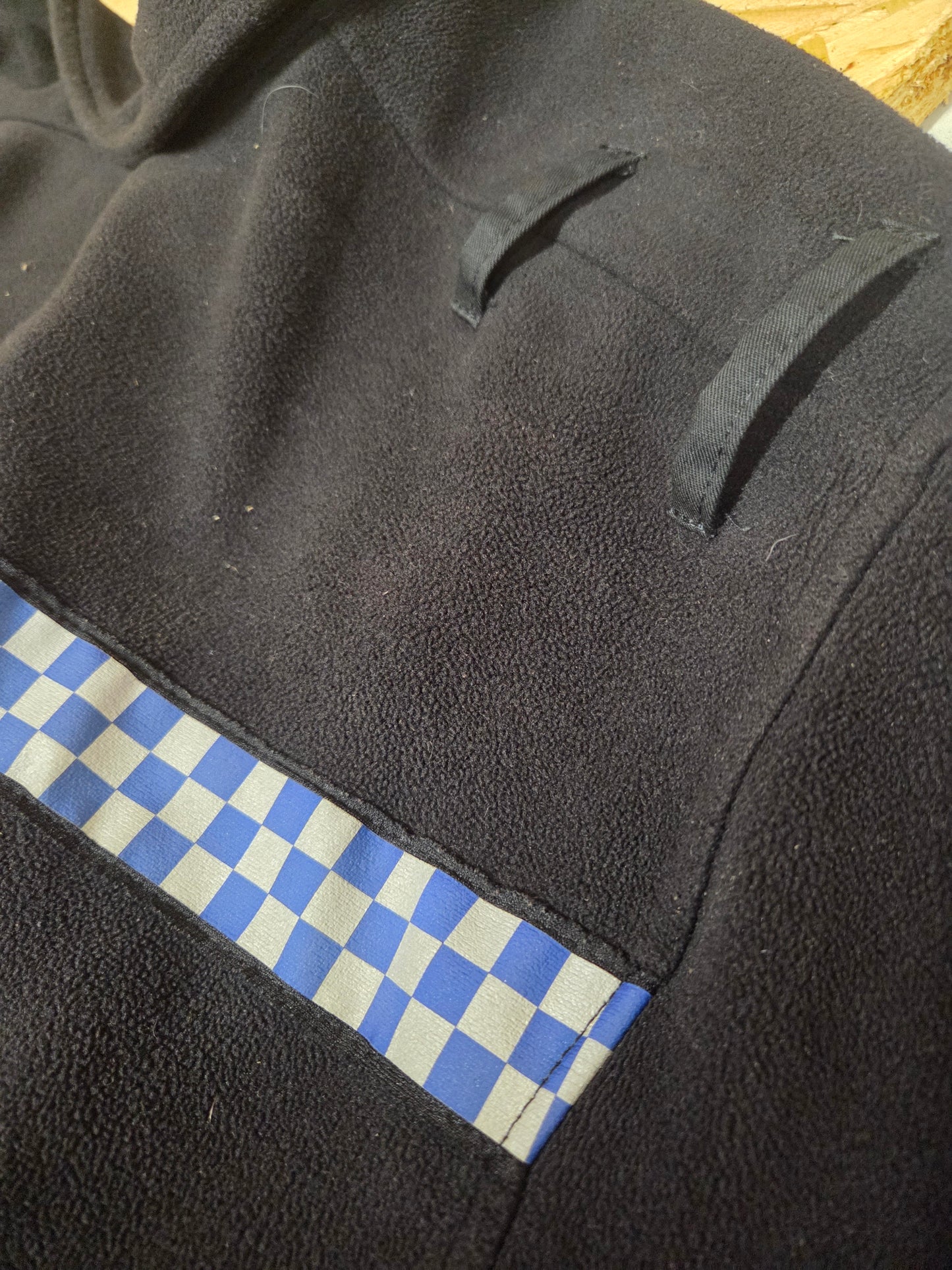 British Police Black and Checked Fleece with Radio Loops Polartec