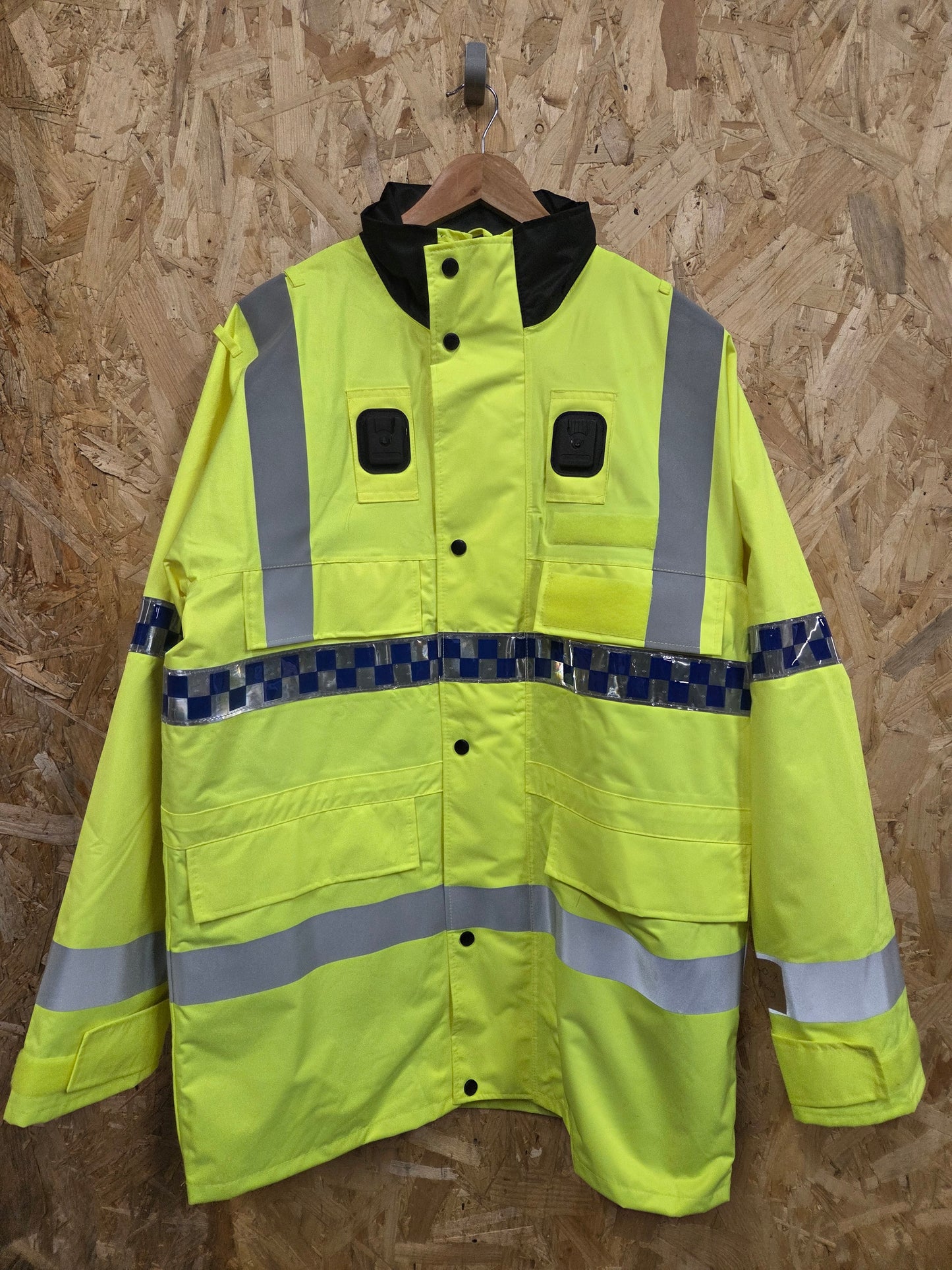 British Police Yellow Hi-Vis 3/4 Jacket Klickfast Docks