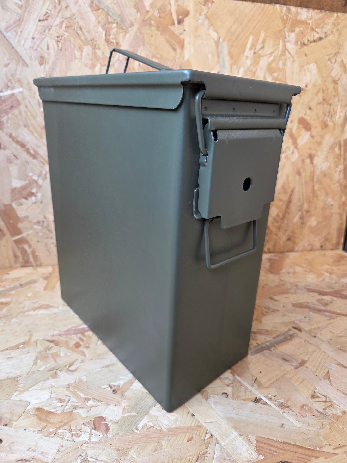 Large 50 Cal Tall Ammo Box Tin Olive Green 28cm x 14cm x 33cm