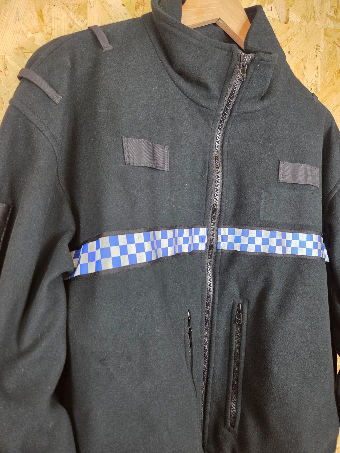 British Police Black with Checked Fleece with Radio Loop Yaffy