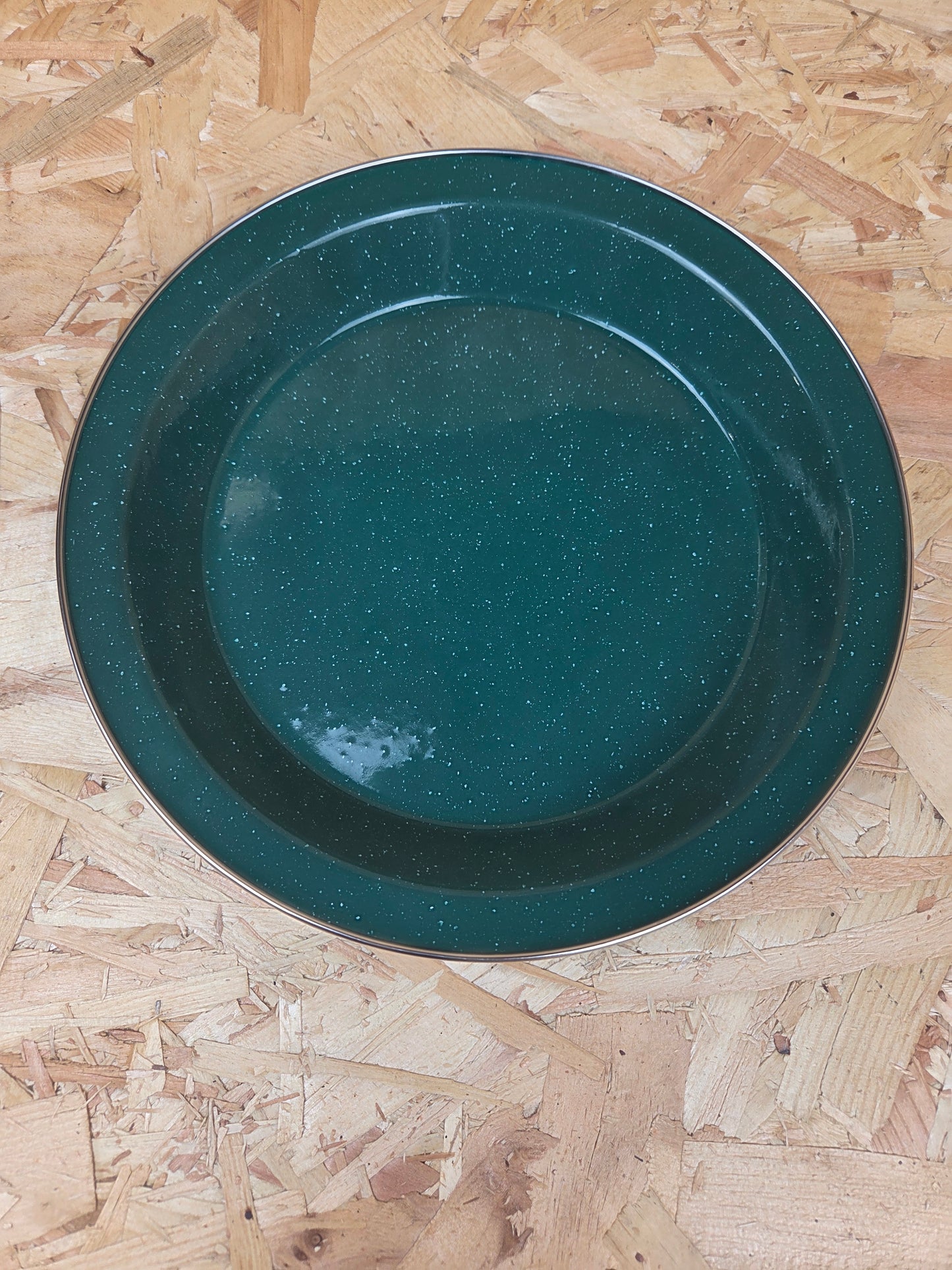 Large Enamel Plate Green Plate Camping Picnic Military Caravan Enamel Dish 25cm