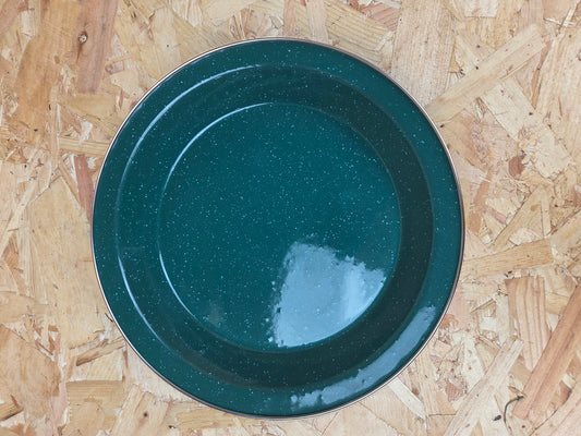 Large Enamel Plate Green Plate Camping Picnic Military Caravan Enamel Dish 25cm