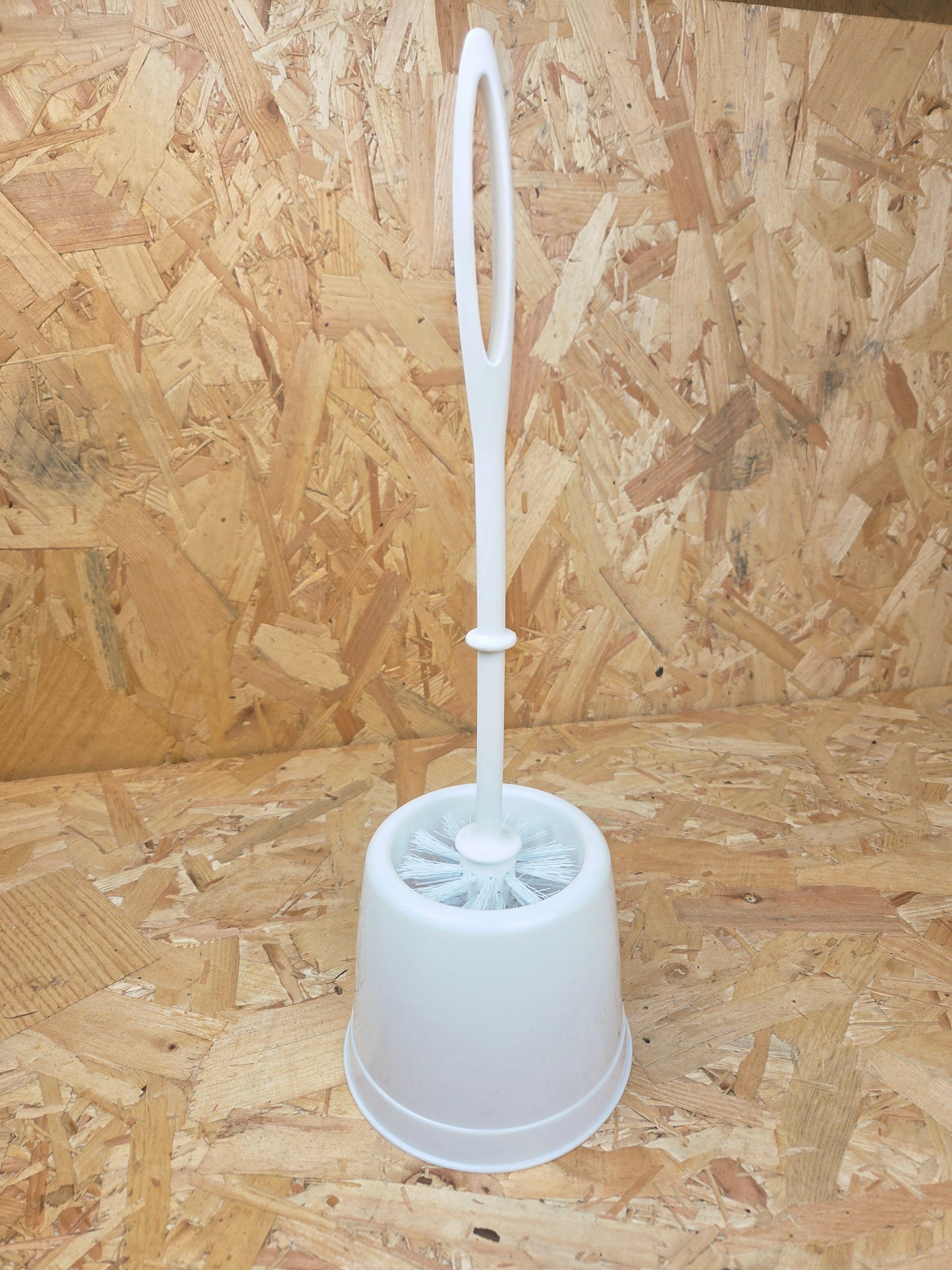 Toilet Brush & Holder Set White Plastic WC Cleaning Tool
