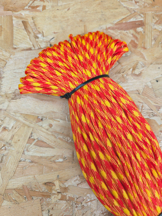 Paracord Cord Retention Loop Basha & Bivi Tent Shelter Rope Bushcraft Line Orange & Yellow 50m