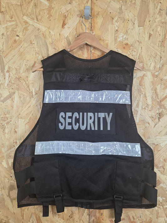 Black Security Tactical Vest With Klickfast Docks and Reflective Strips - One Size