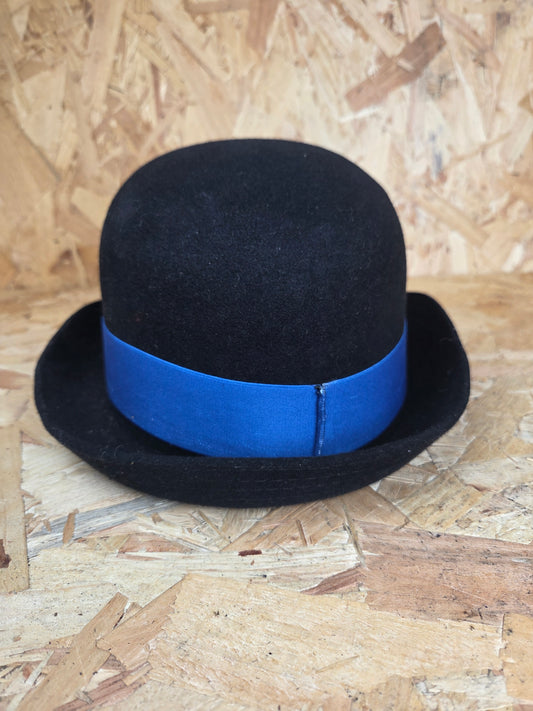 British Police Women Black Bowler - Blue Band