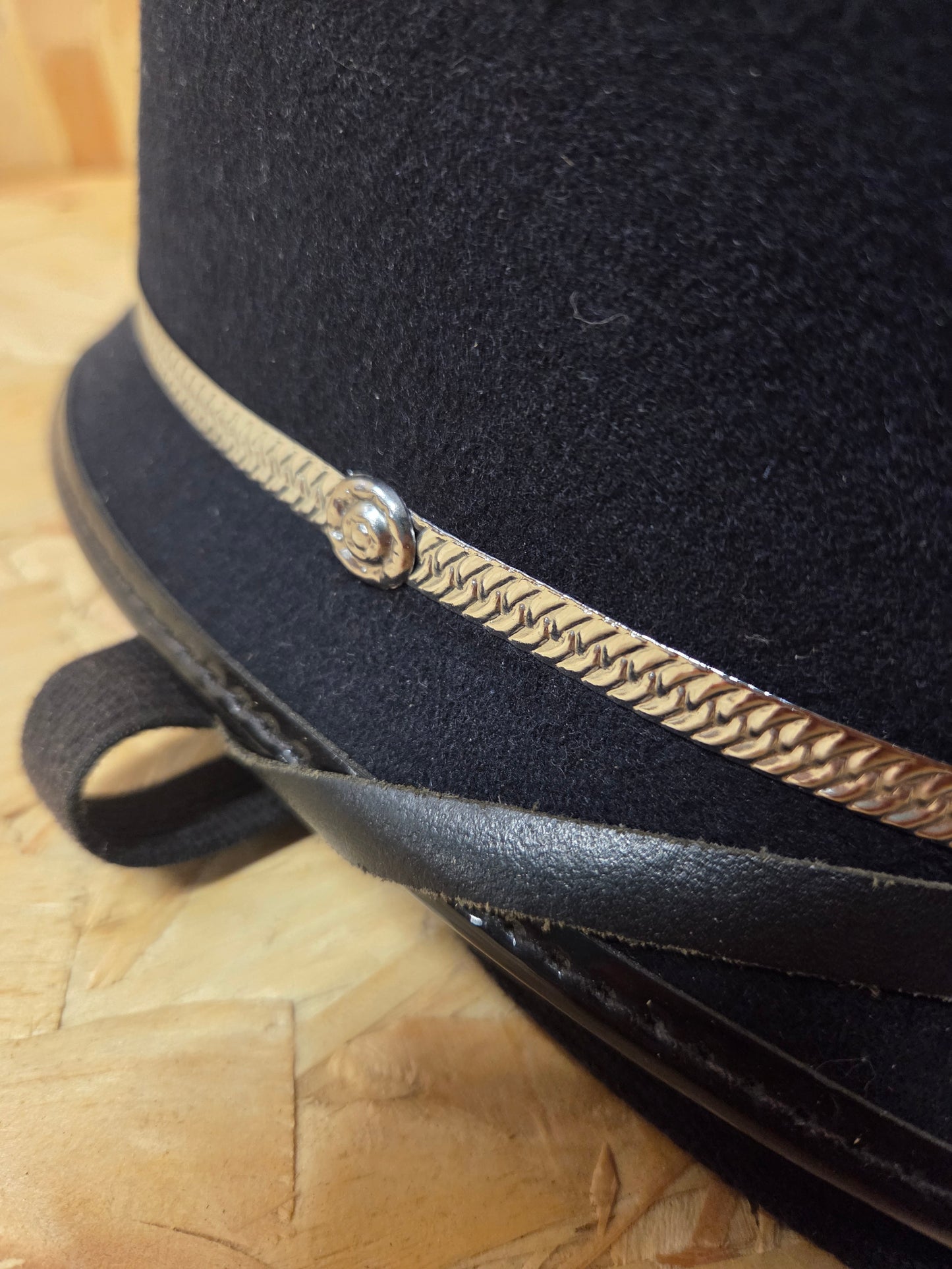 British Police Black Custodian Coxcomb Helmet