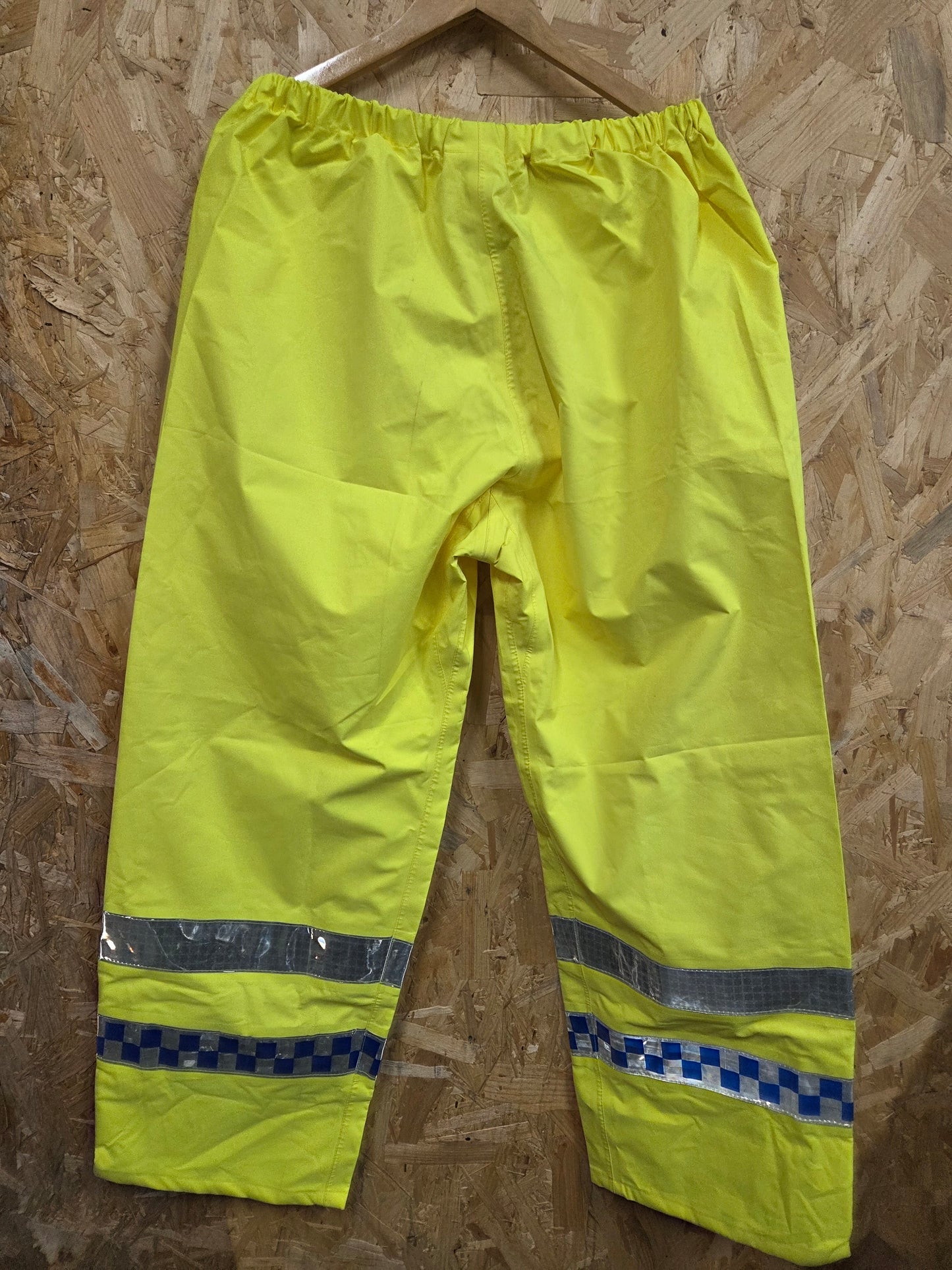 British Police Waterproof Over Trousers Yellow Hi-Vis 2.5 Layer Yaffy Sienna Grade A