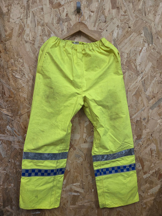 British Police Waterproof Over Trousers Yellow Hi-Vis 2.5 Layer Yaffy Sienna Grade B