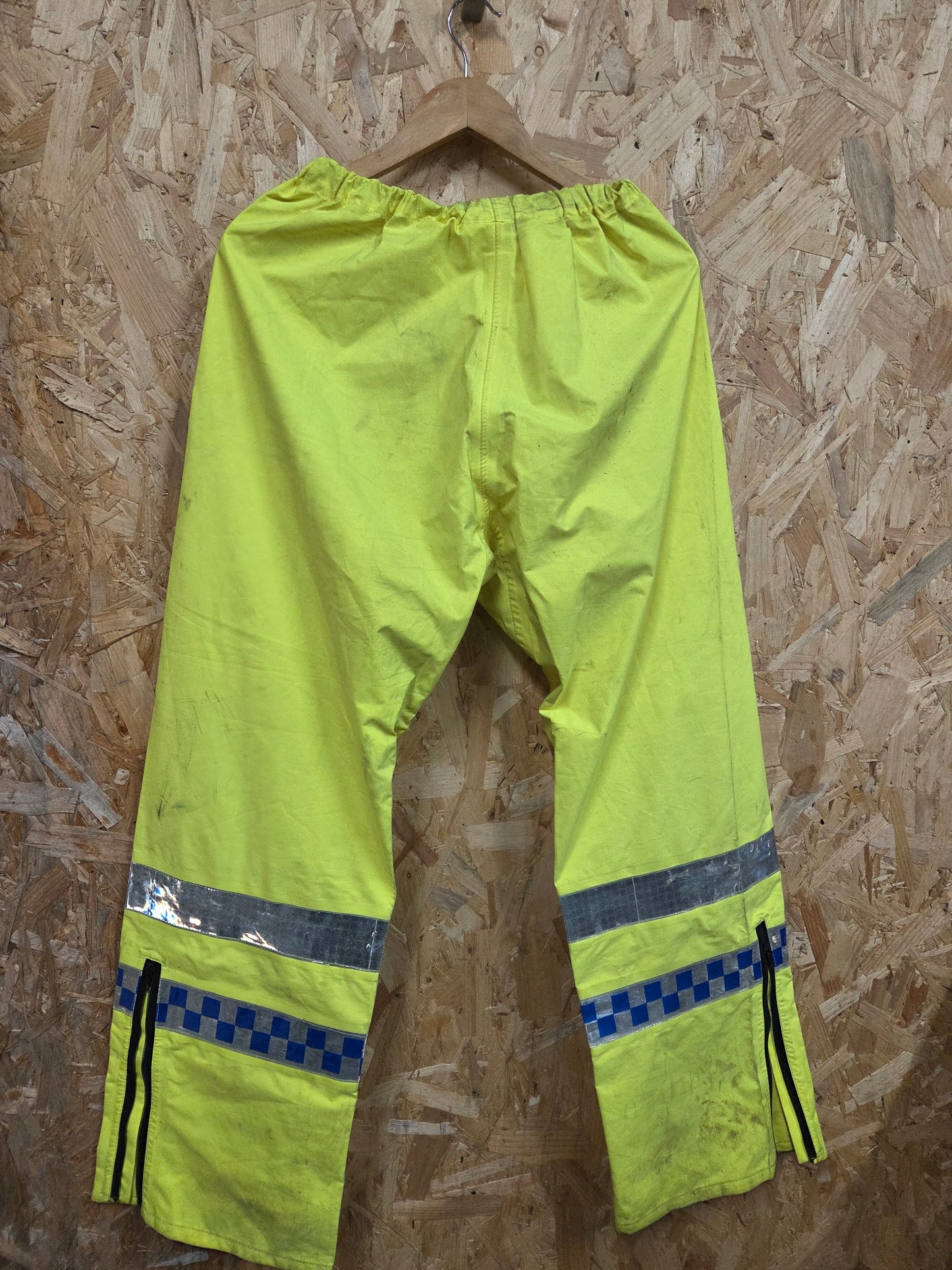 British Police Waterproof Over Trousers Yellow Hi-Vis 2.5 Layer Yaffy Sienna Grade B