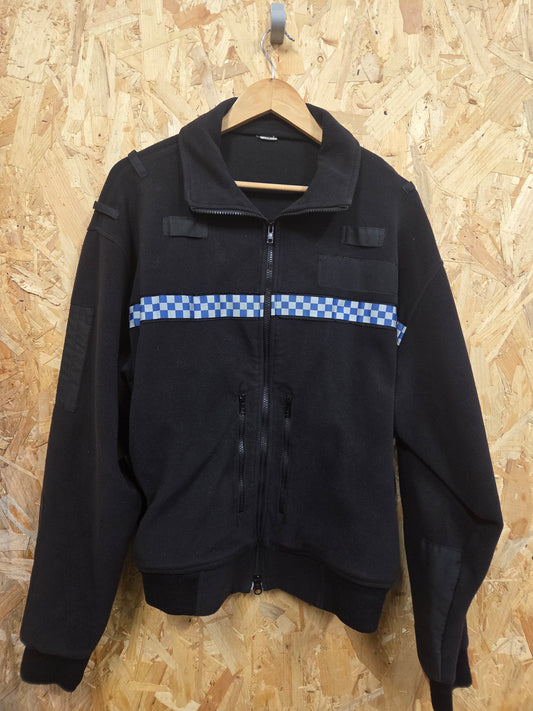 British Police Black and Checked Fleece with Radio Loops Polartec