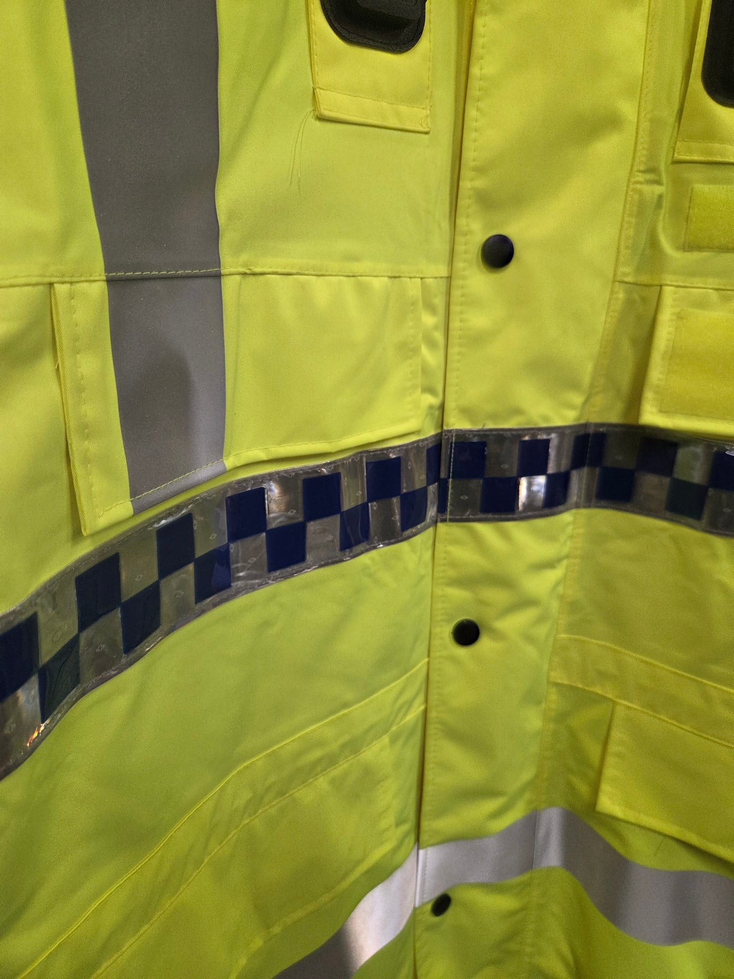 British Police Yellow Hi-Vis 3/4 Jacket Klickfast Docks