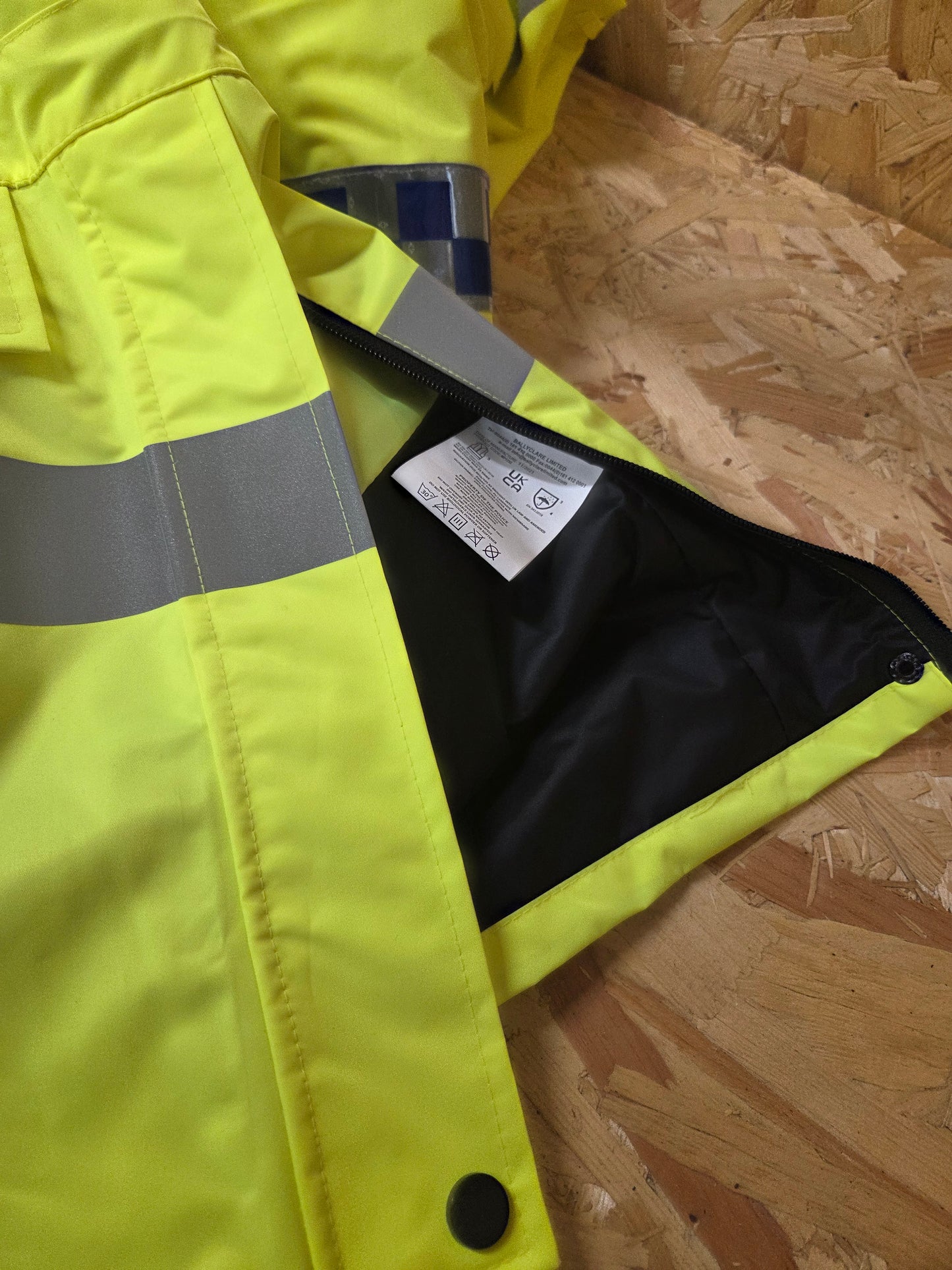 British Police Yellow Hi-Vis 3/4 Jacket Klickfast Docks