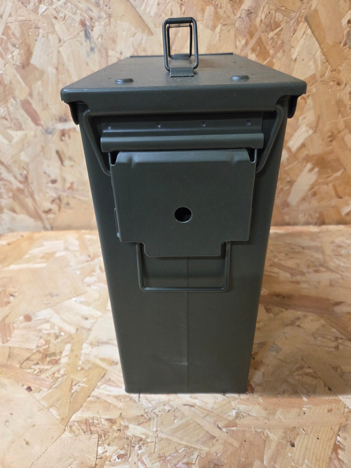 Large 50 Cal Tall Ammo Box Tin Olive Green 28cm x 14cm x 33cm