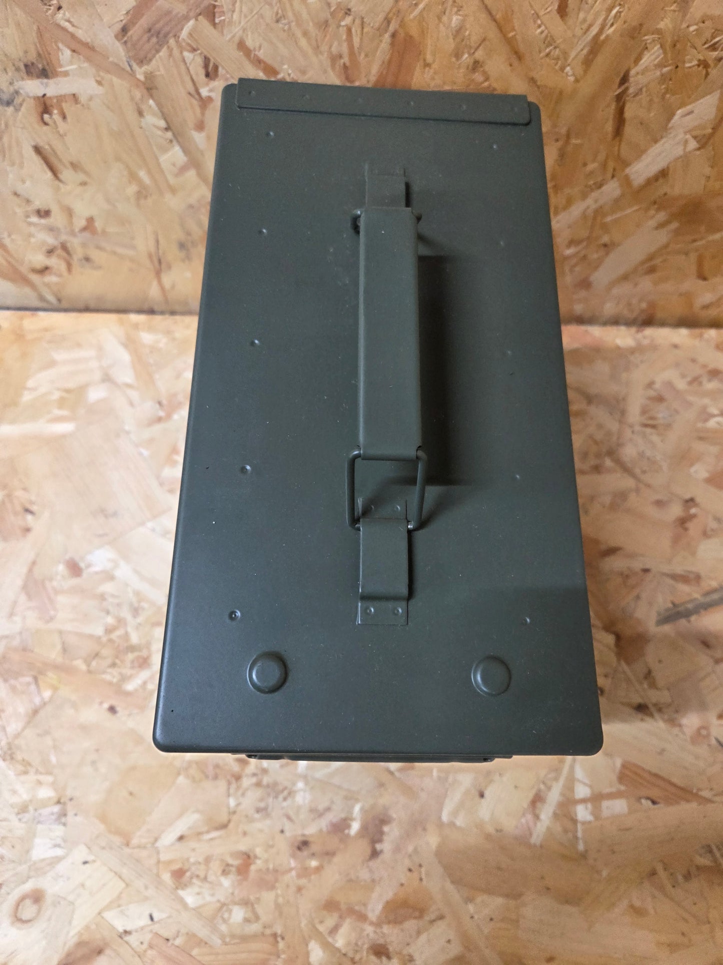 Large 50 Cal Tall Ammo Box Tin Olive Green 28cm x 14cm x 33cm