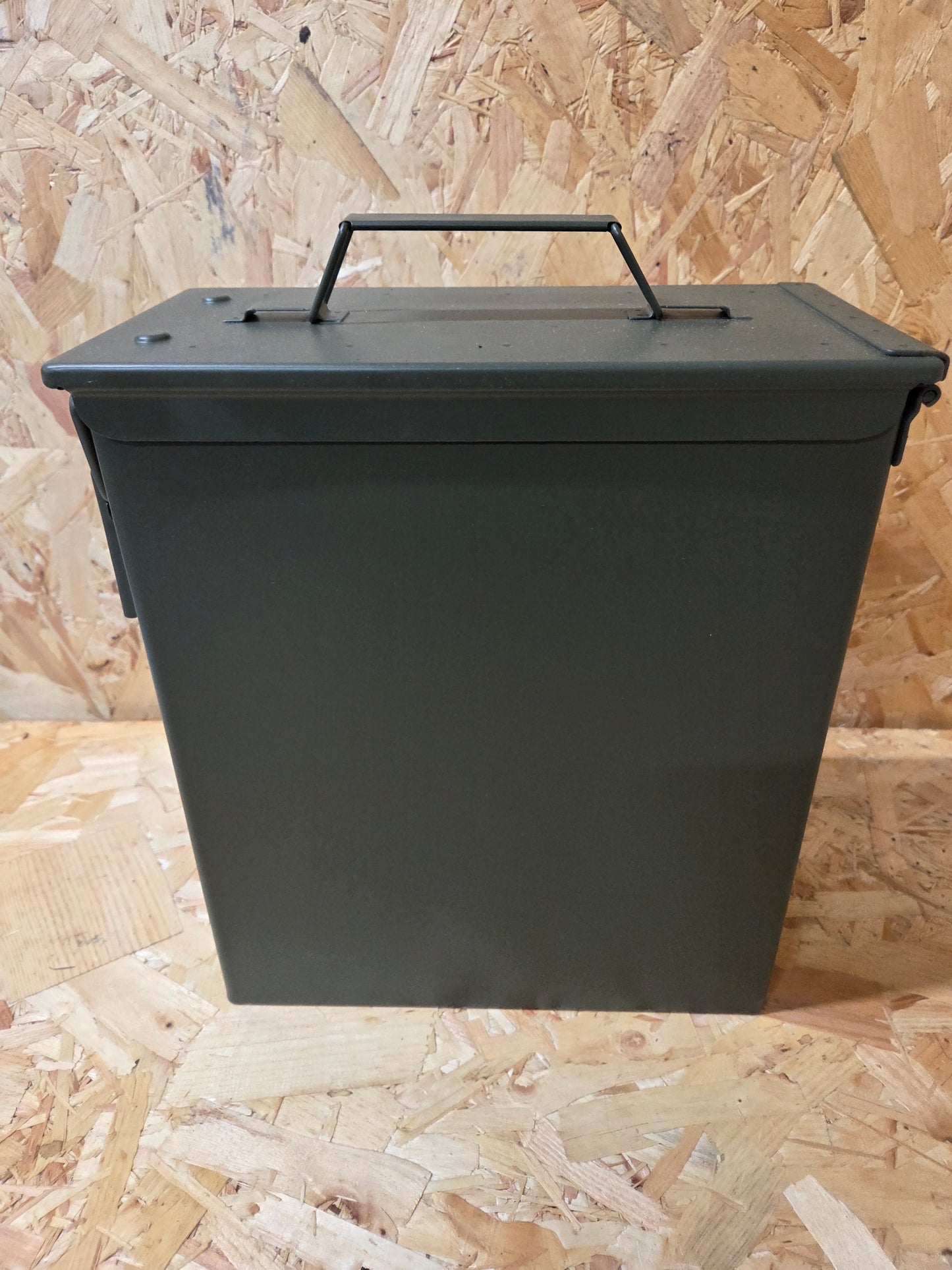 Large 50 Cal Tall Ammo Box Tin Olive Green 28cm x 14cm x 33cm