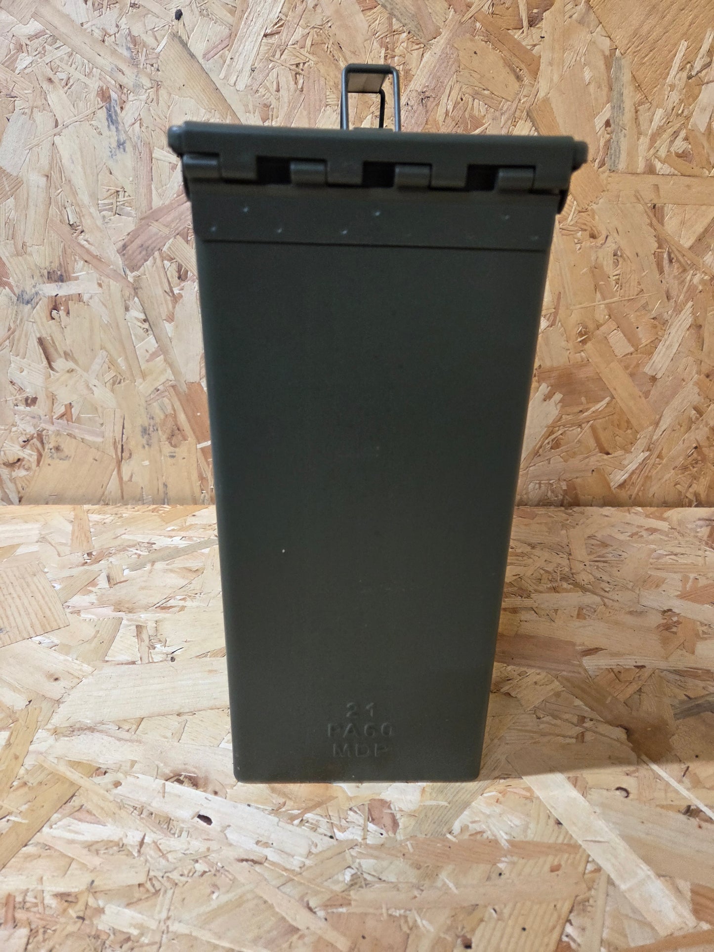 Large 50 Cal Tall Ammo Box Tin Olive Green 28cm x 14cm x 33cm
