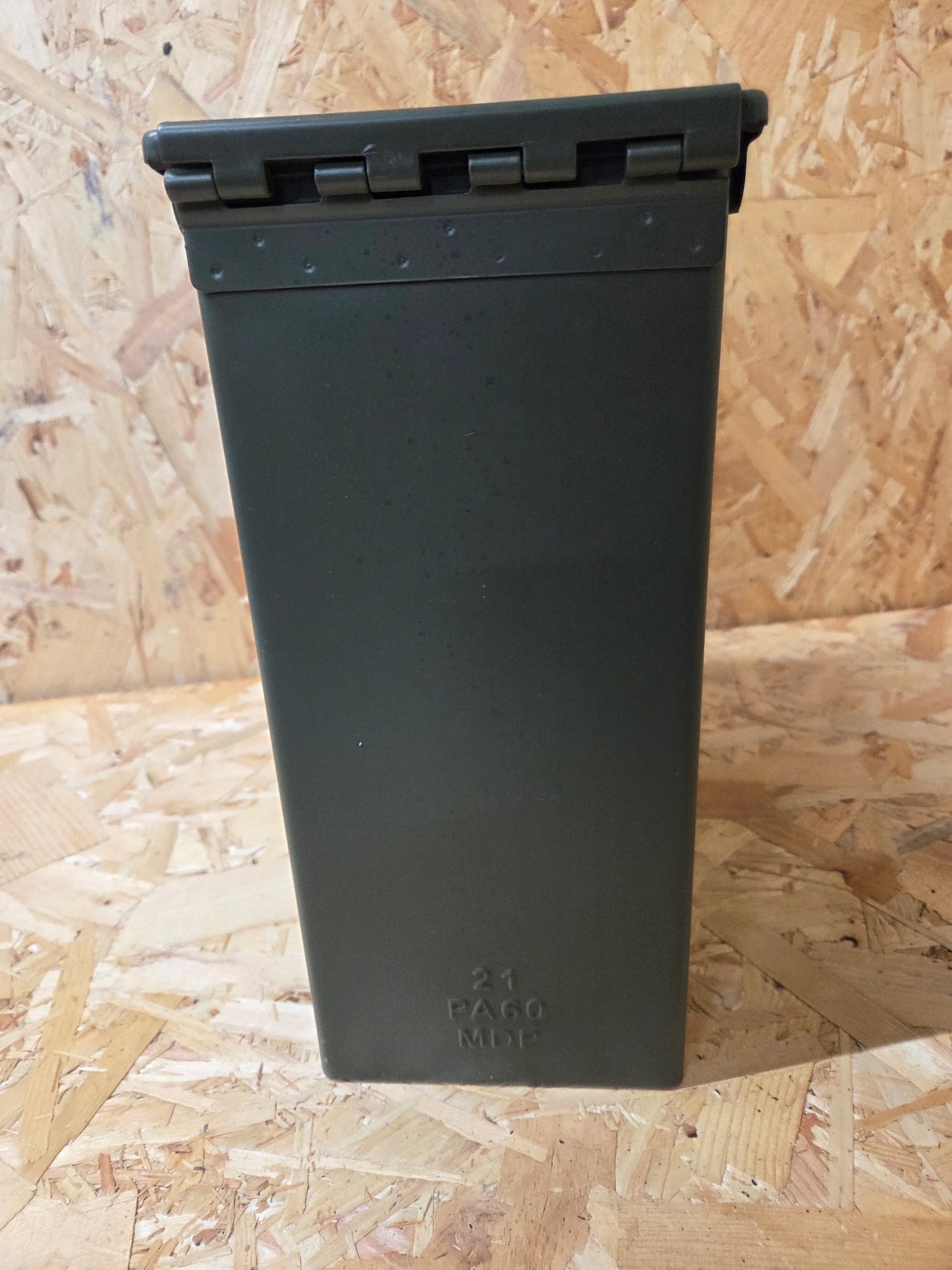 Large 50 Cal Tall Ammo Box Tin Olive Green 28cm x 14cm x 33cm