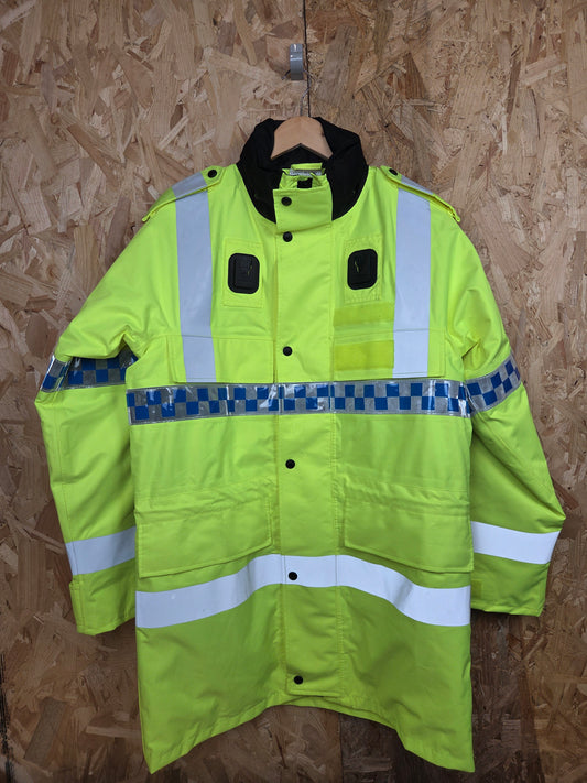 British Police Yellow Hi-Vis 3/4 Jacket Klickfast Docks