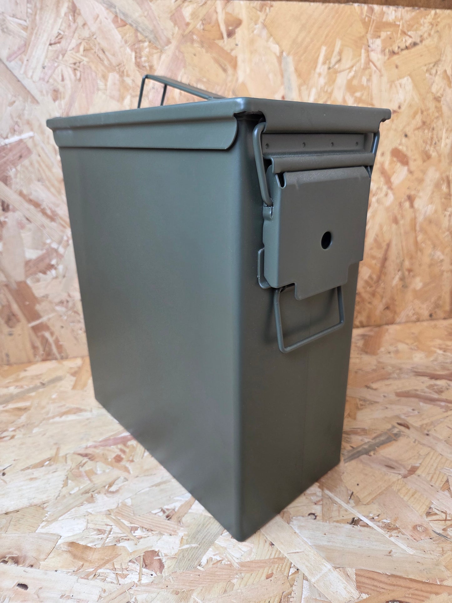 Large 50 Cal Tall Ammo Box Tin Olive Green 28cm x 14cm x 33cm