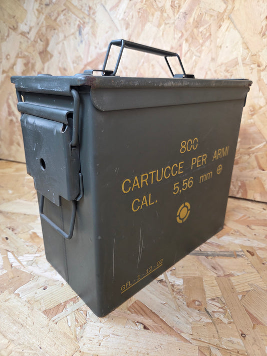 Italian Military 5.56mm NATO Ammo Tin 800 Round 28cm x 26cm x 14cm PA19