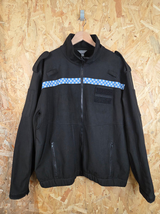 British Police Black with Checked Soft Shell Jacket with Radio Loops