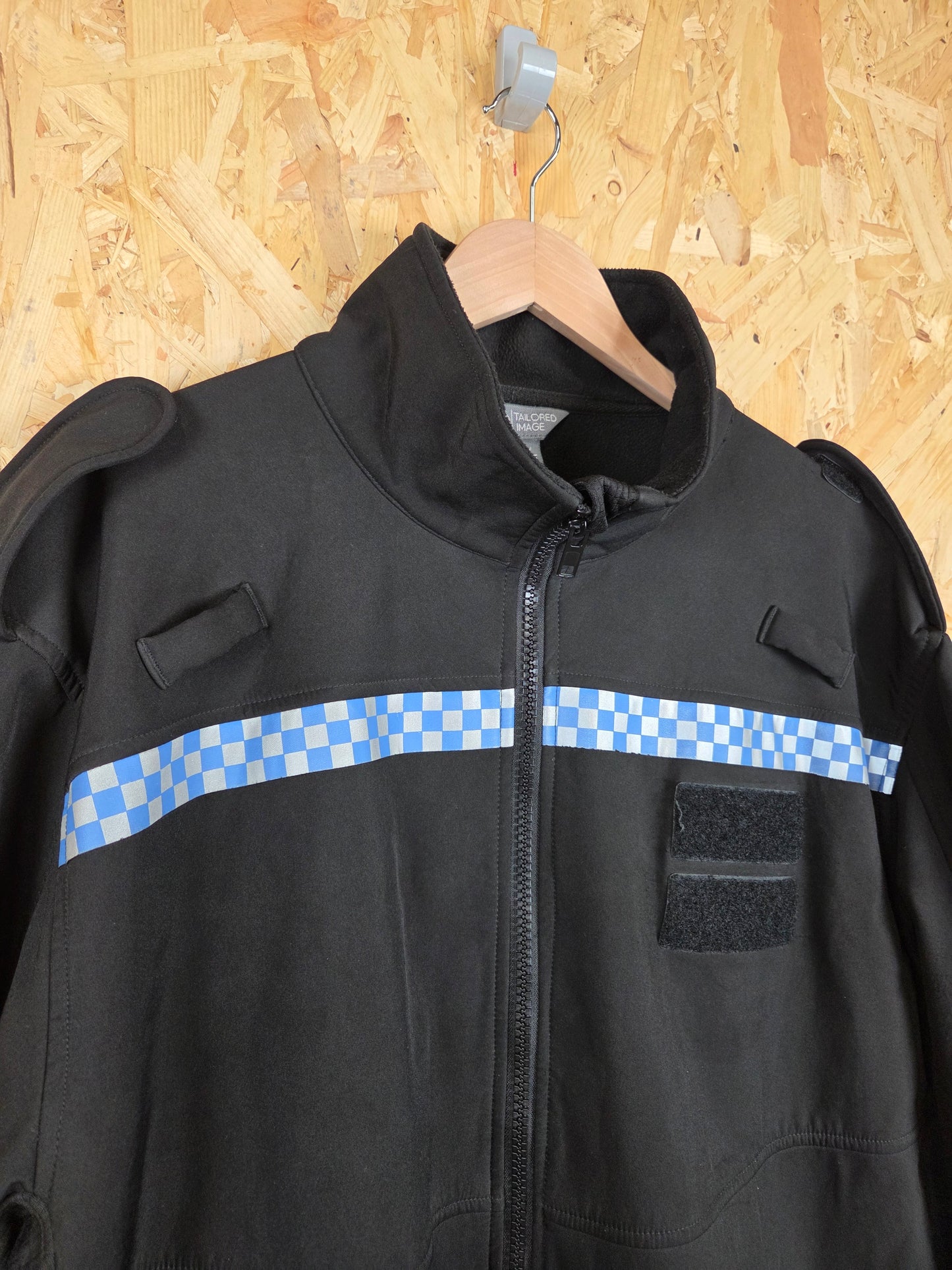 British Police Black with Checked Soft Shell Jacket with Radio Loops