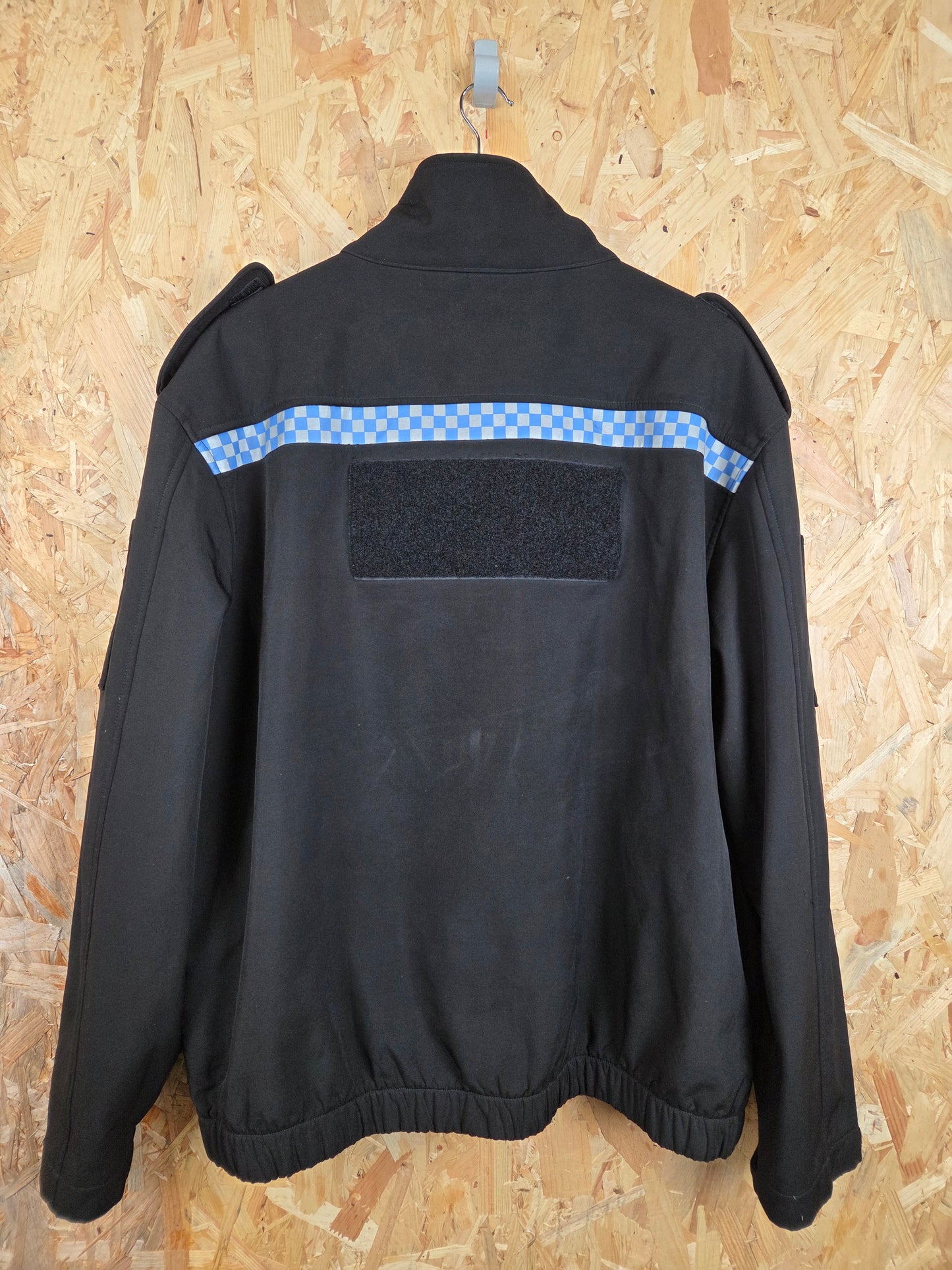British Police Black with Checked Soft Shell Jacket with Radio Loops
