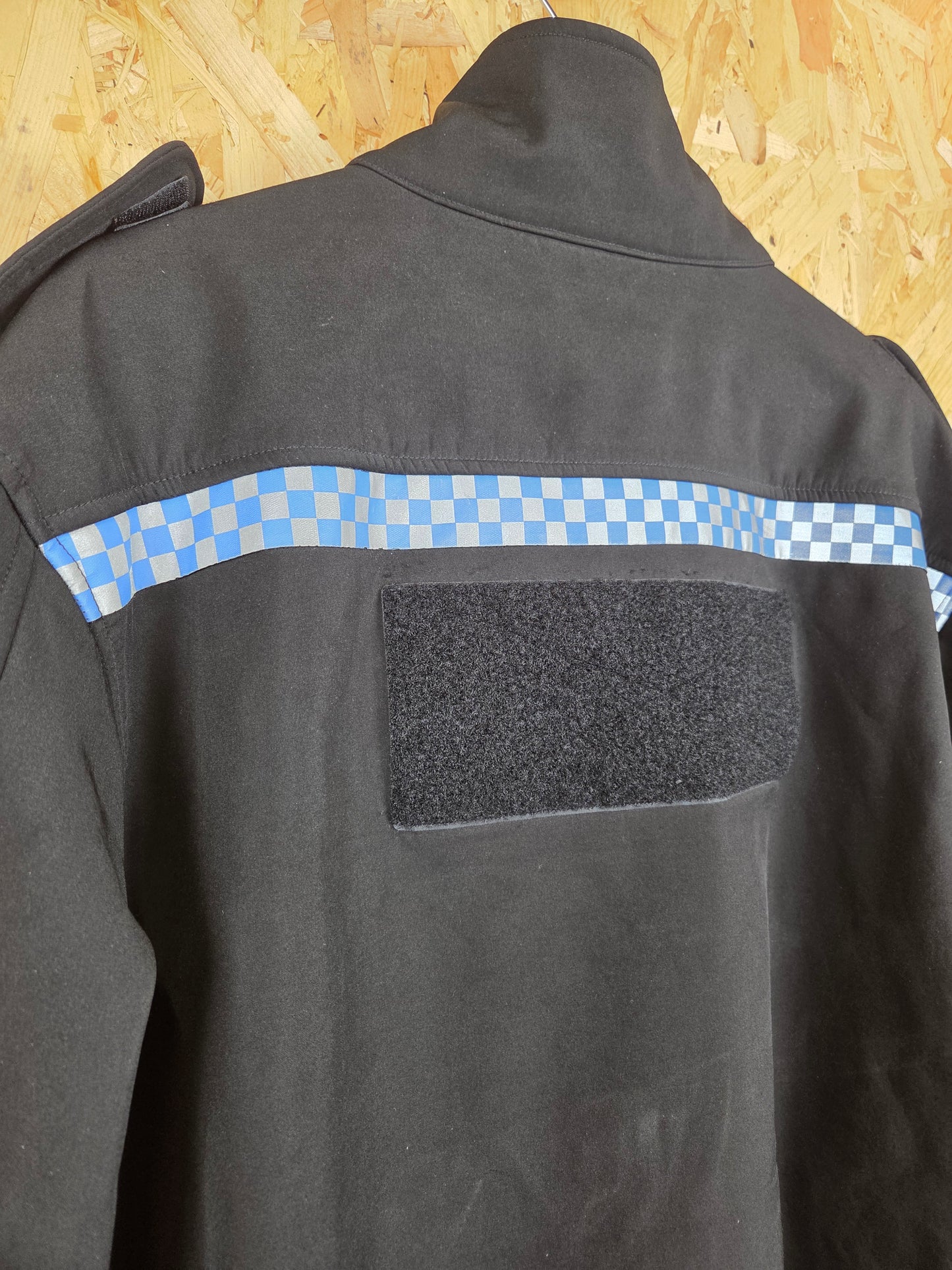 British Police Black with Checked Soft Shell Jacket with Radio Loops