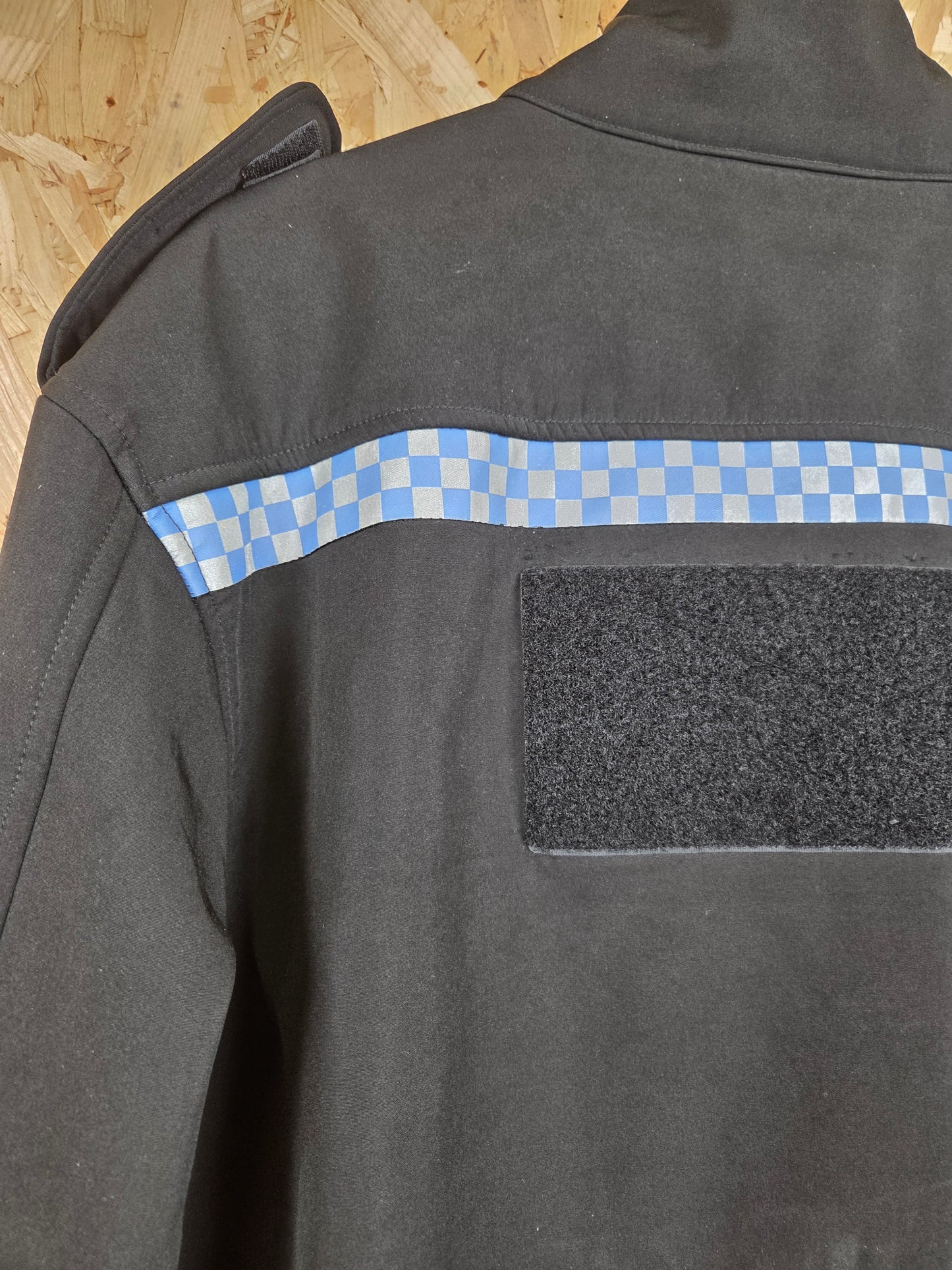 British Police Black with Checked Soft Shell Jacket with Radio Loops