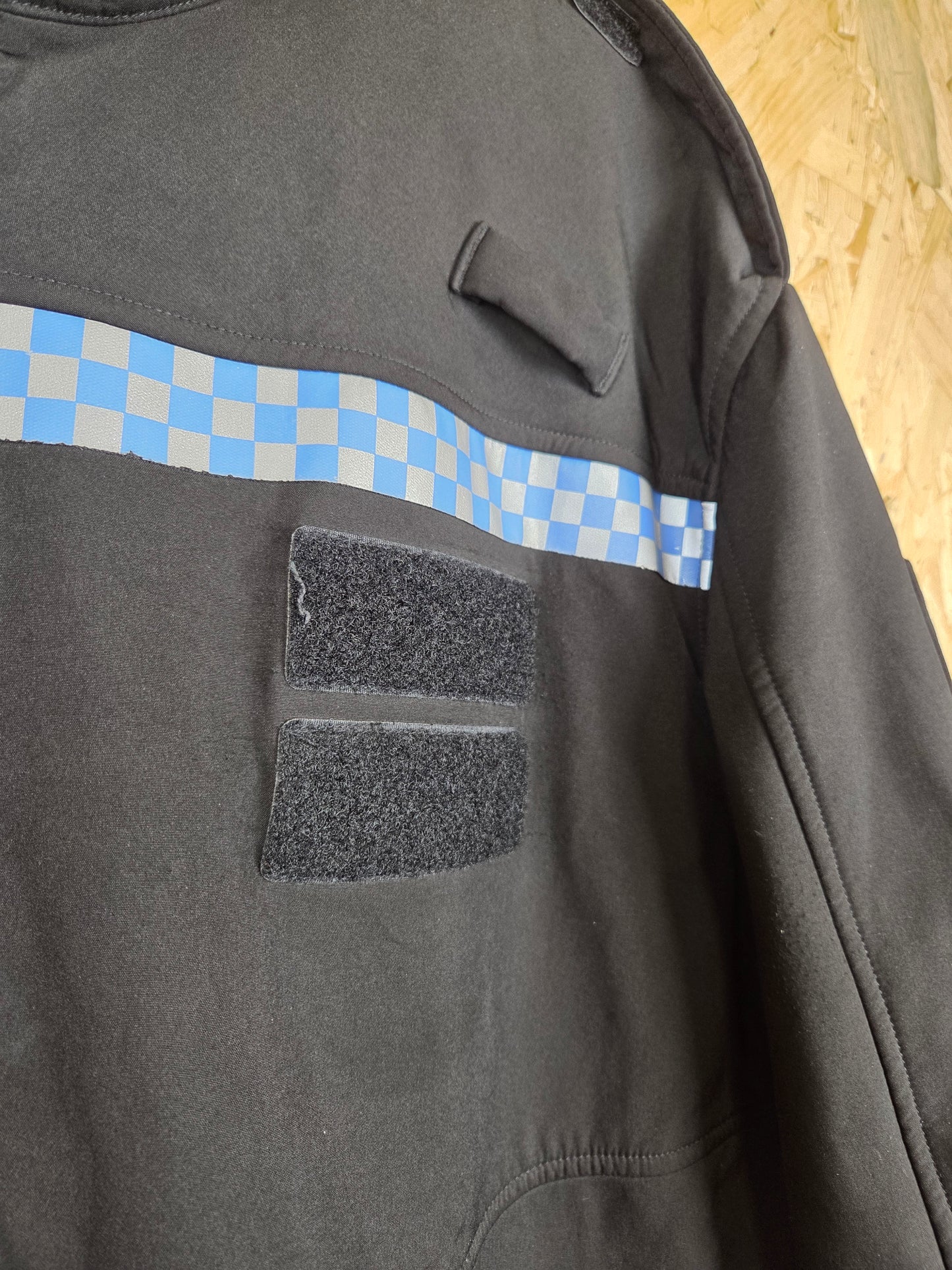 British Police Black with Checked Soft Shell Jacket with Radio Loops