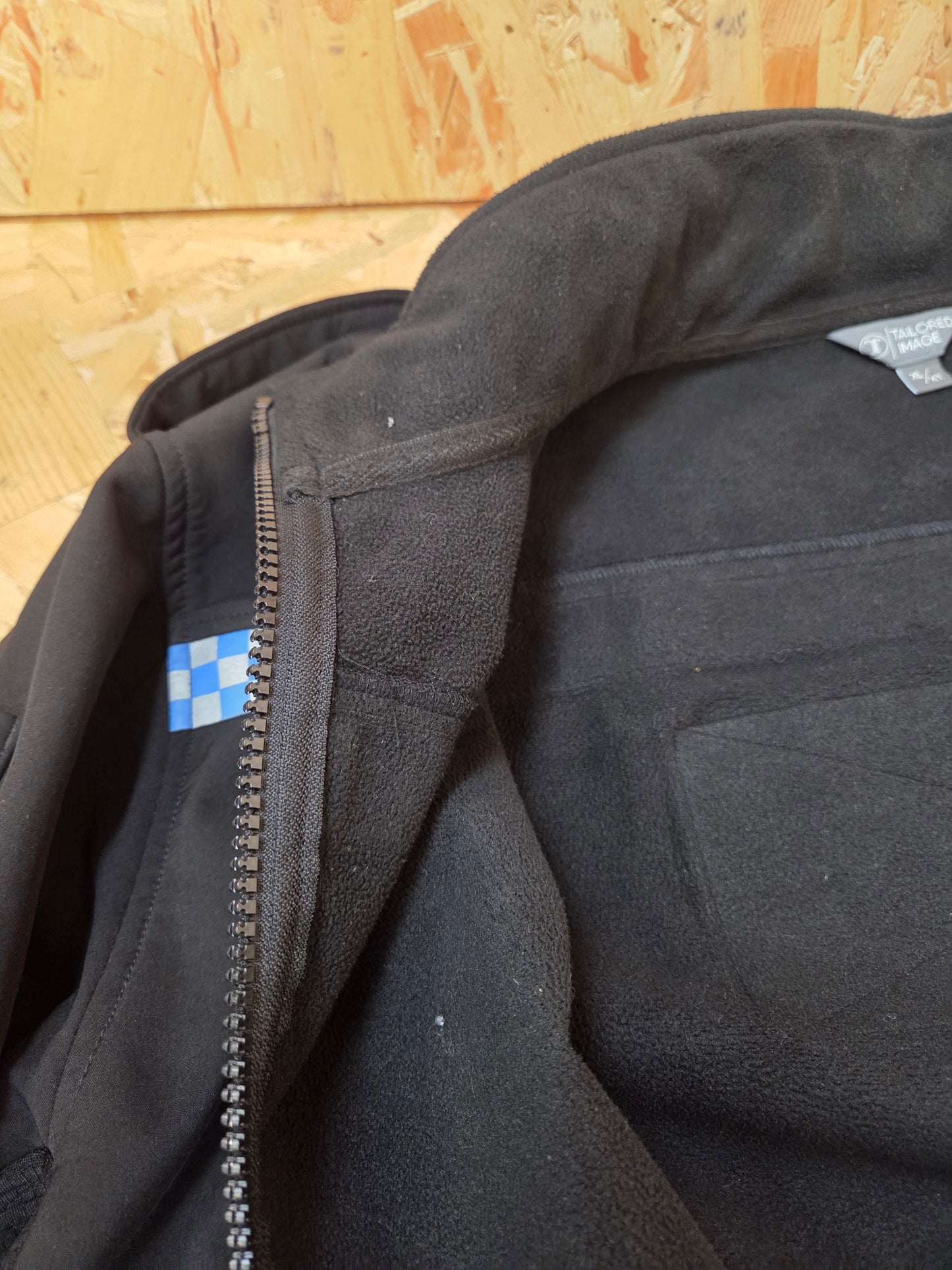 British Police Black with Checked Soft Shell Jacket with Radio Loops