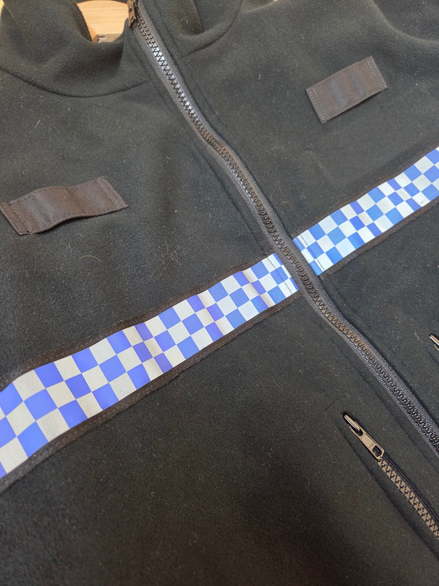 British Police Black with Checked Fleece with Radio Loop Yaffy