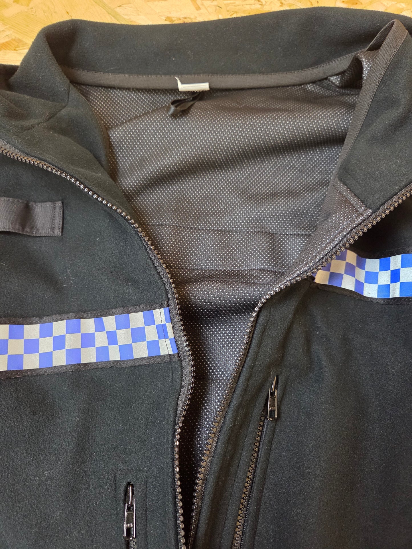 British Police Black with Checked Fleece with Radio Loop Yaffy