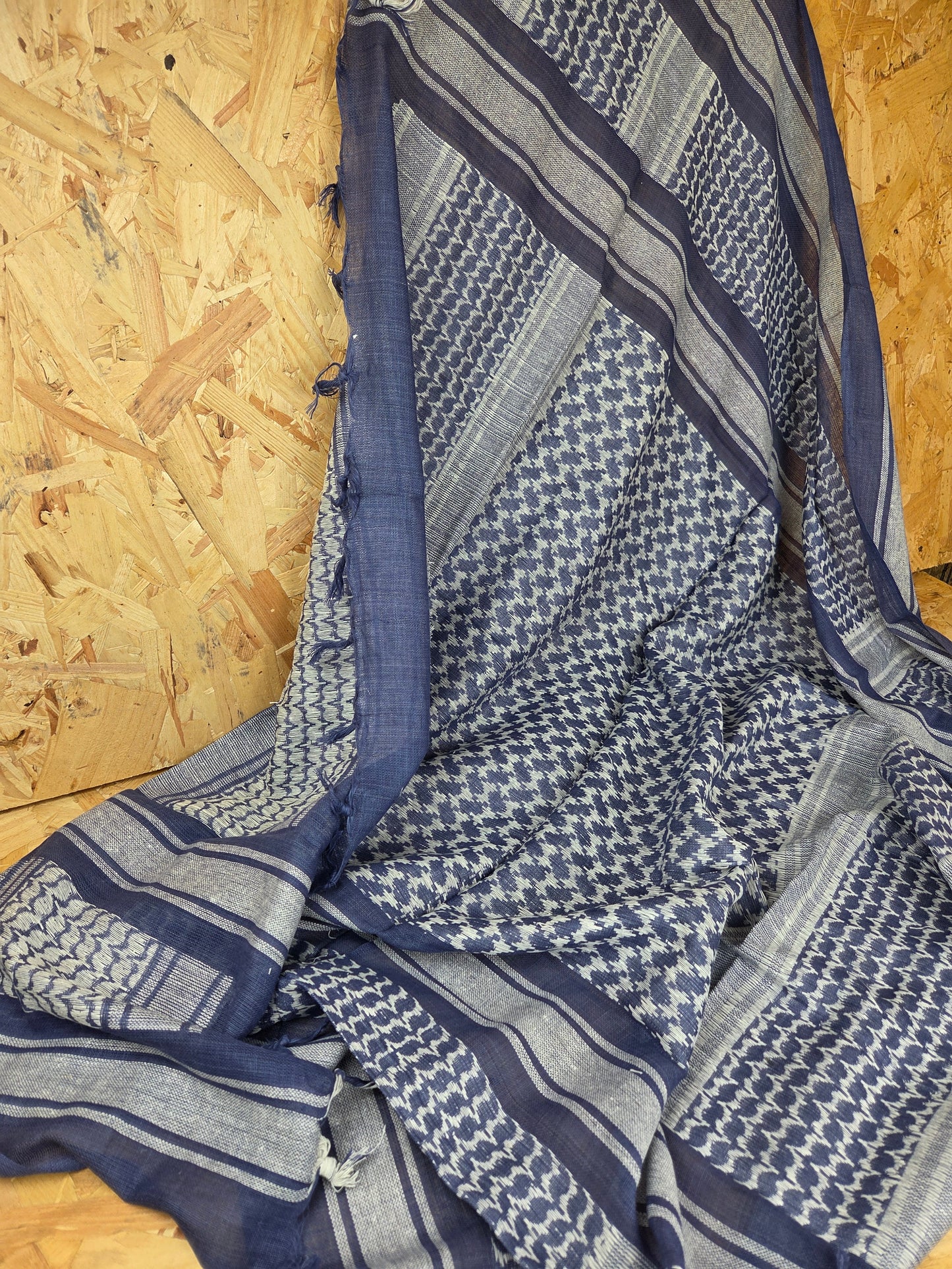 Shemagh Scarf Blue and White 100% Cotton Desert Arab Style Wrap