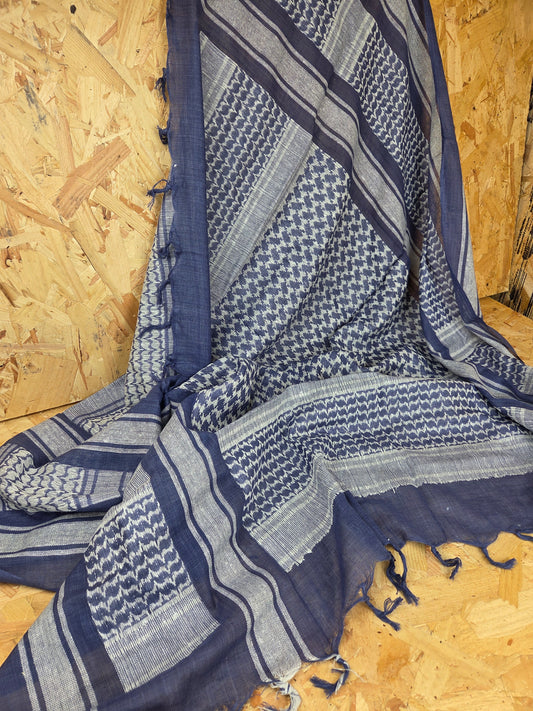 Shemagh Scarf Blue and White 100% Cotton Desert Arab Style Wrap