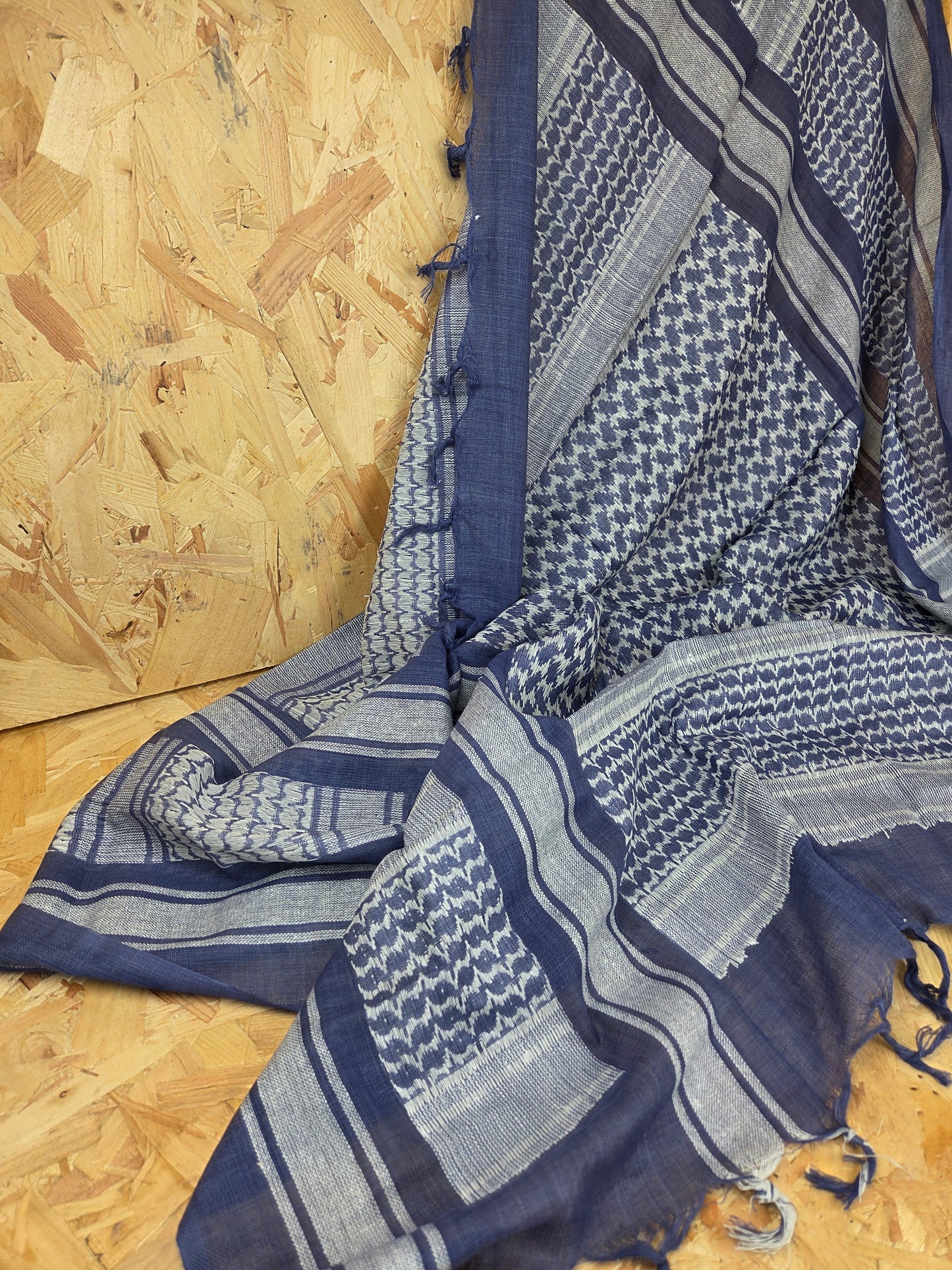 Shemagh Scarf Blue and White 100% Cotton Desert Arab Style Wrap
