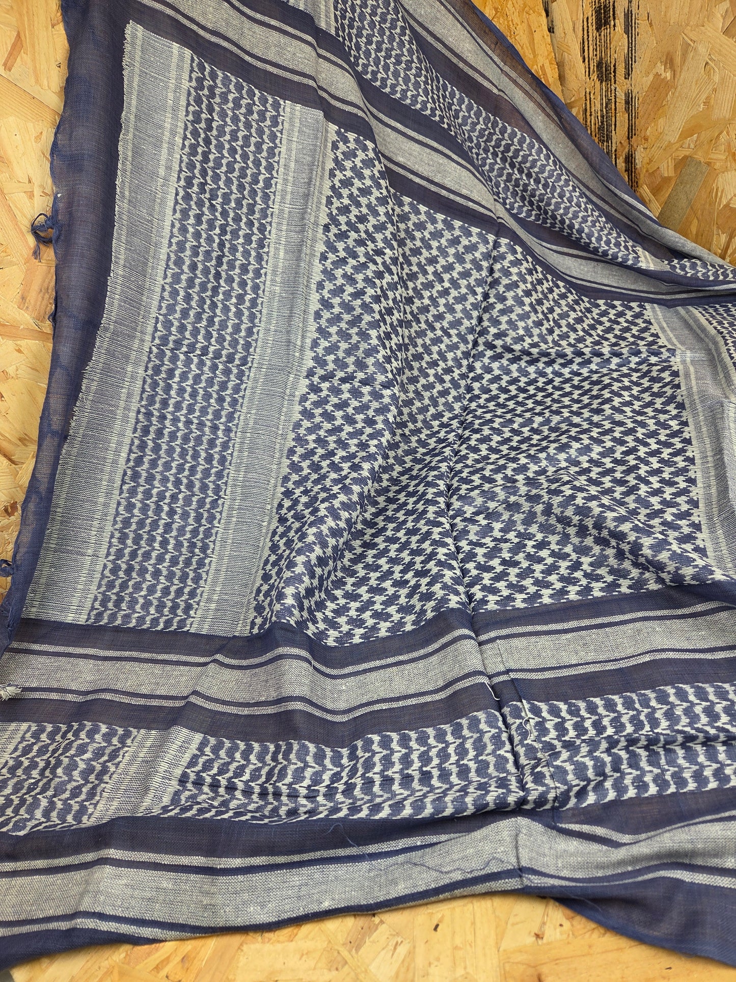 Shemagh Scarf Blue and White 100% Cotton Desert Arab Style Wrap