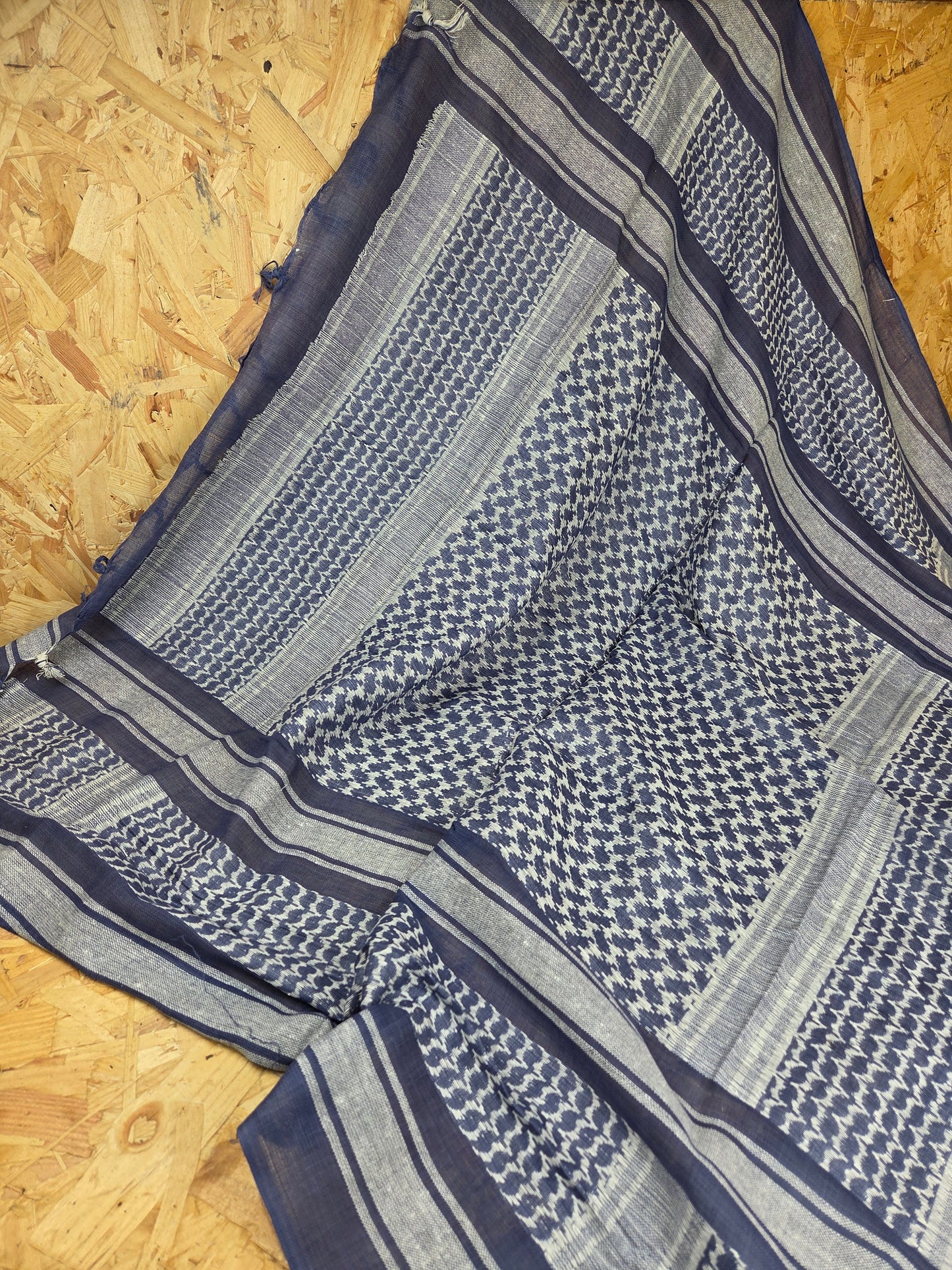 Shemagh Scarf Blue and White 100% Cotton Desert Arab Style Wrap