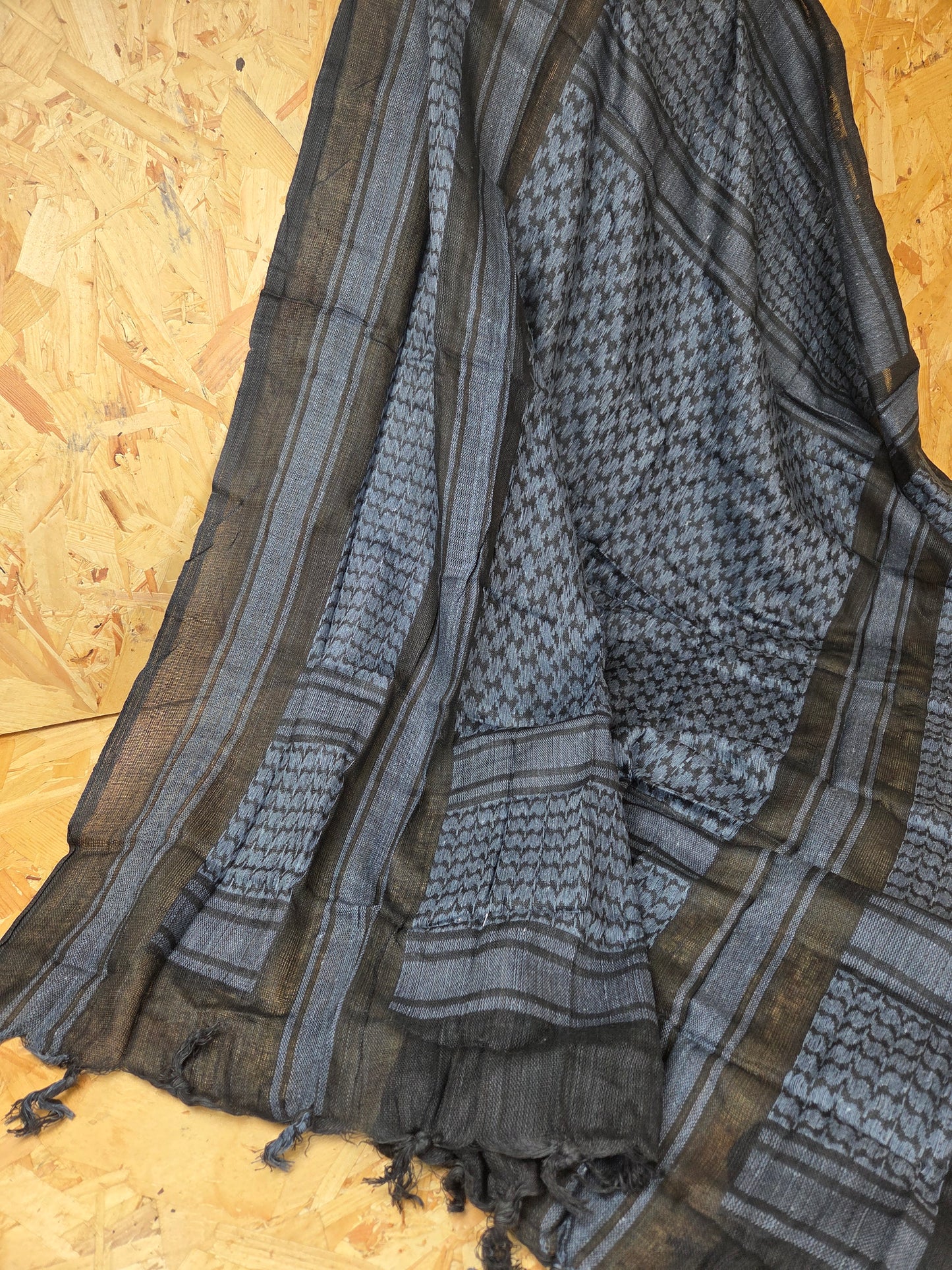 Shemagh Scarf Black and Grey 100% Cotton Desert Arab Style Wrap