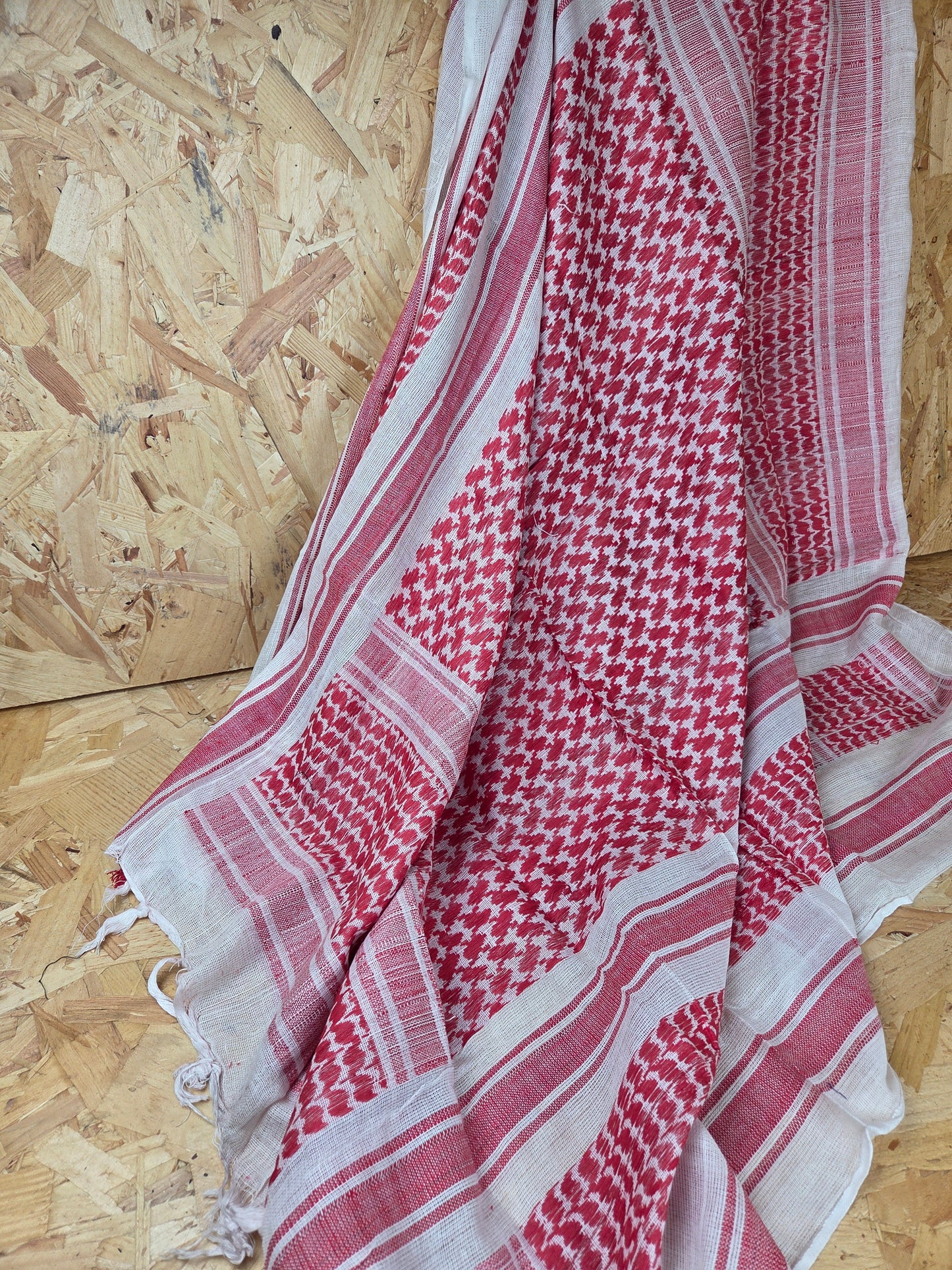 Shemagh Scarf  Red & White 100% Cotton Desert Arab Style Wrap