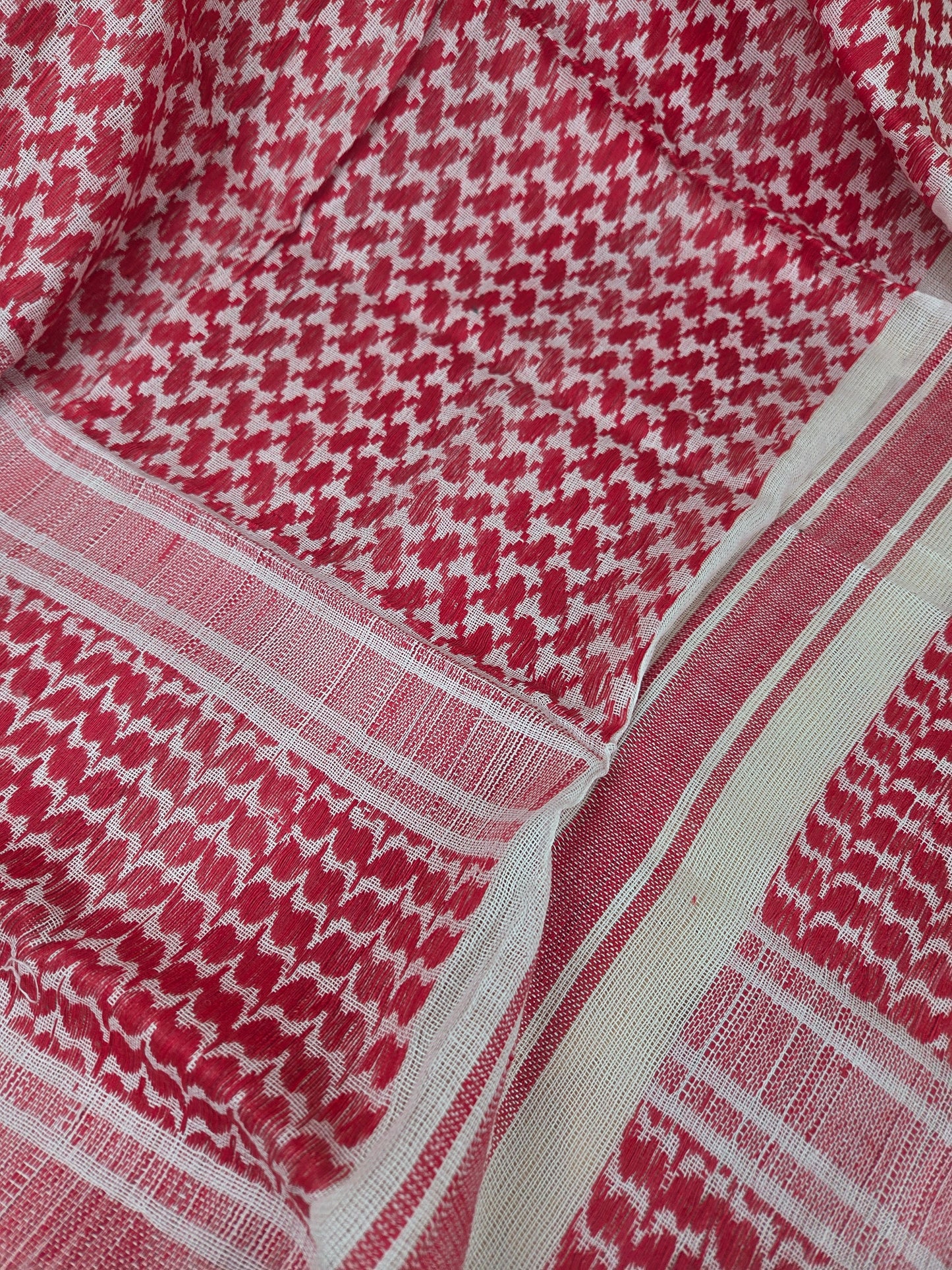 Shemagh Scarf  Red & White 100% Cotton Desert Arab Style Wrap