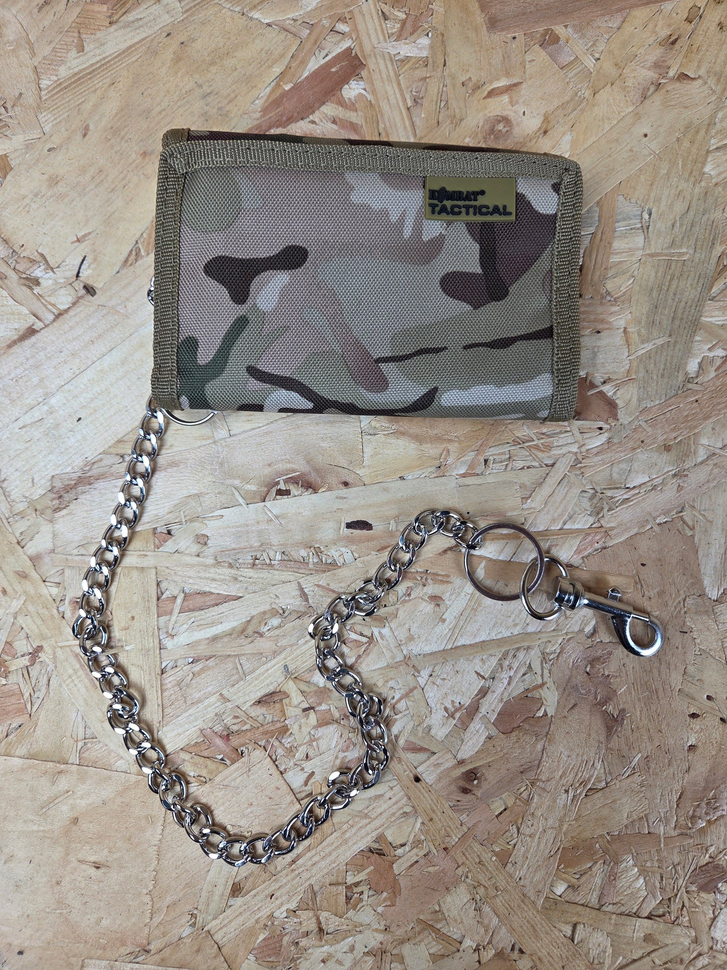 Military Wallet BTP Trifold with Security Chain and Clip Tactical Camouflage