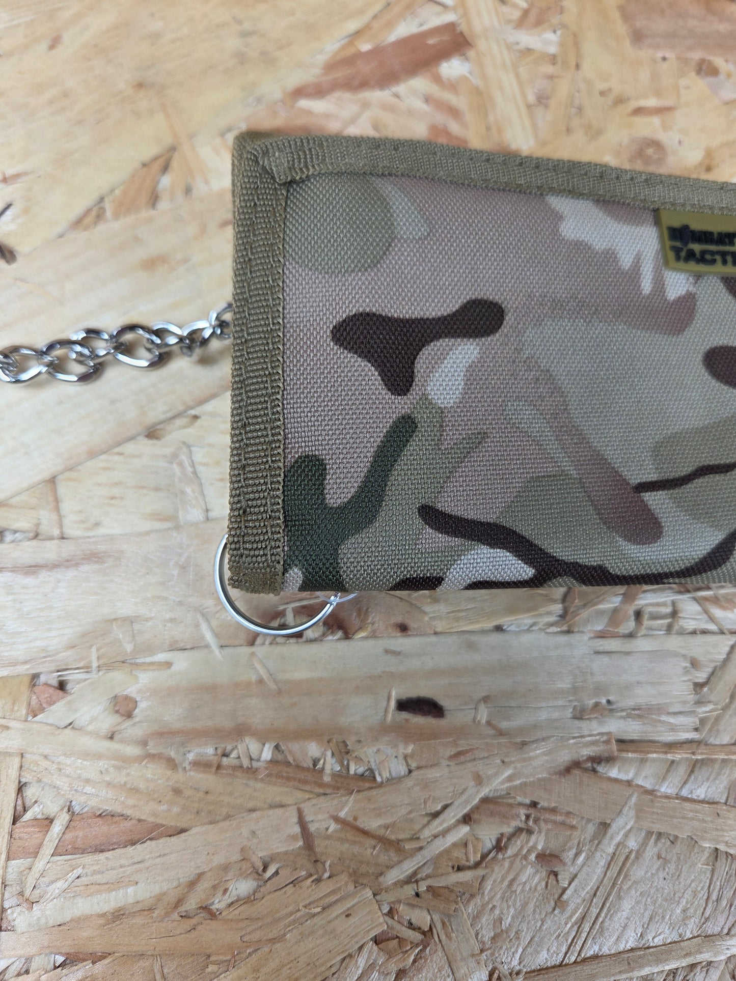 Military Wallet BTP Trifold with Security Chain and Clip Tactical Camouflage