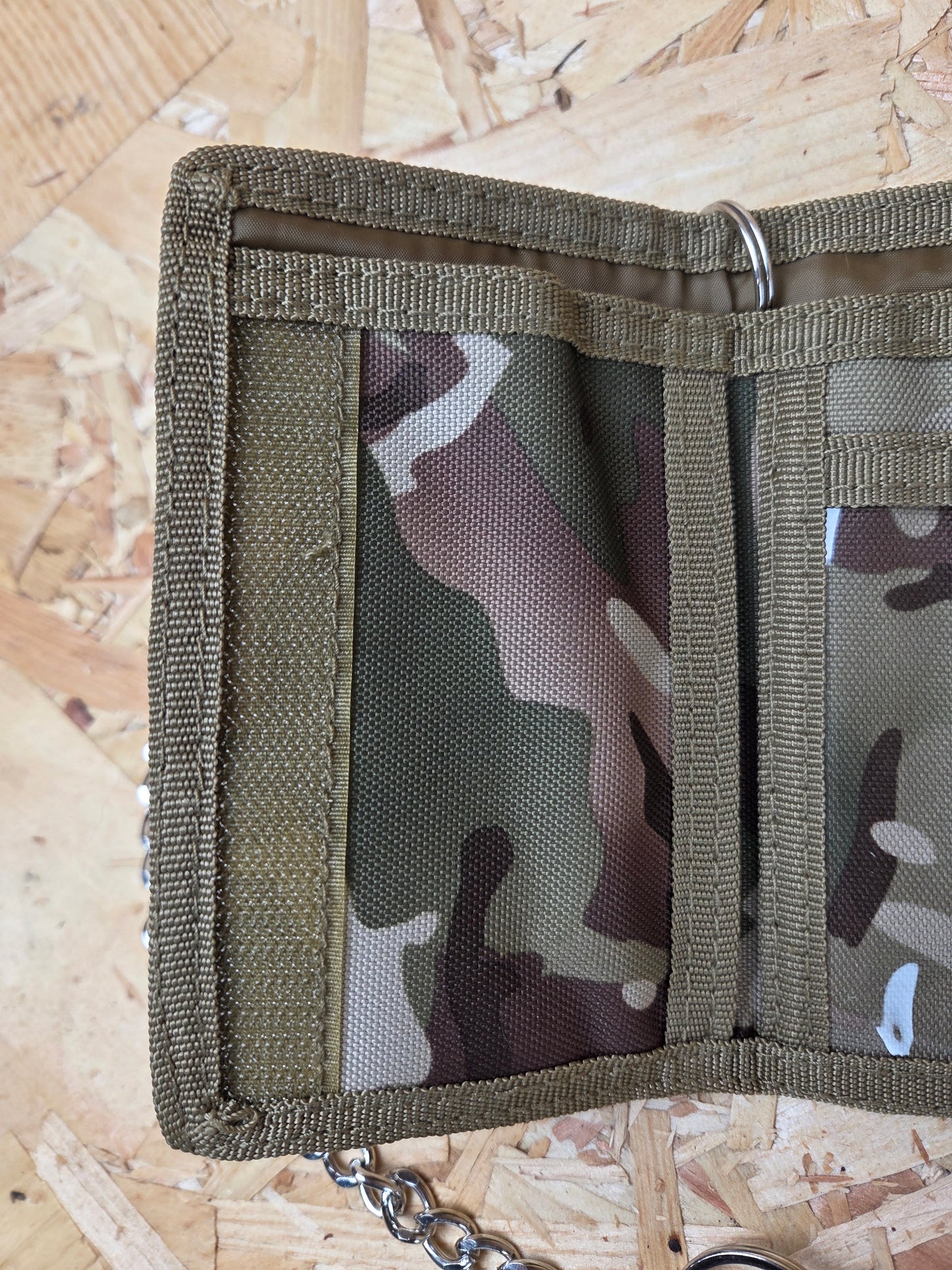 Military Wallet BTP Trifold with Security Chain and Clip Tactical Camouflage