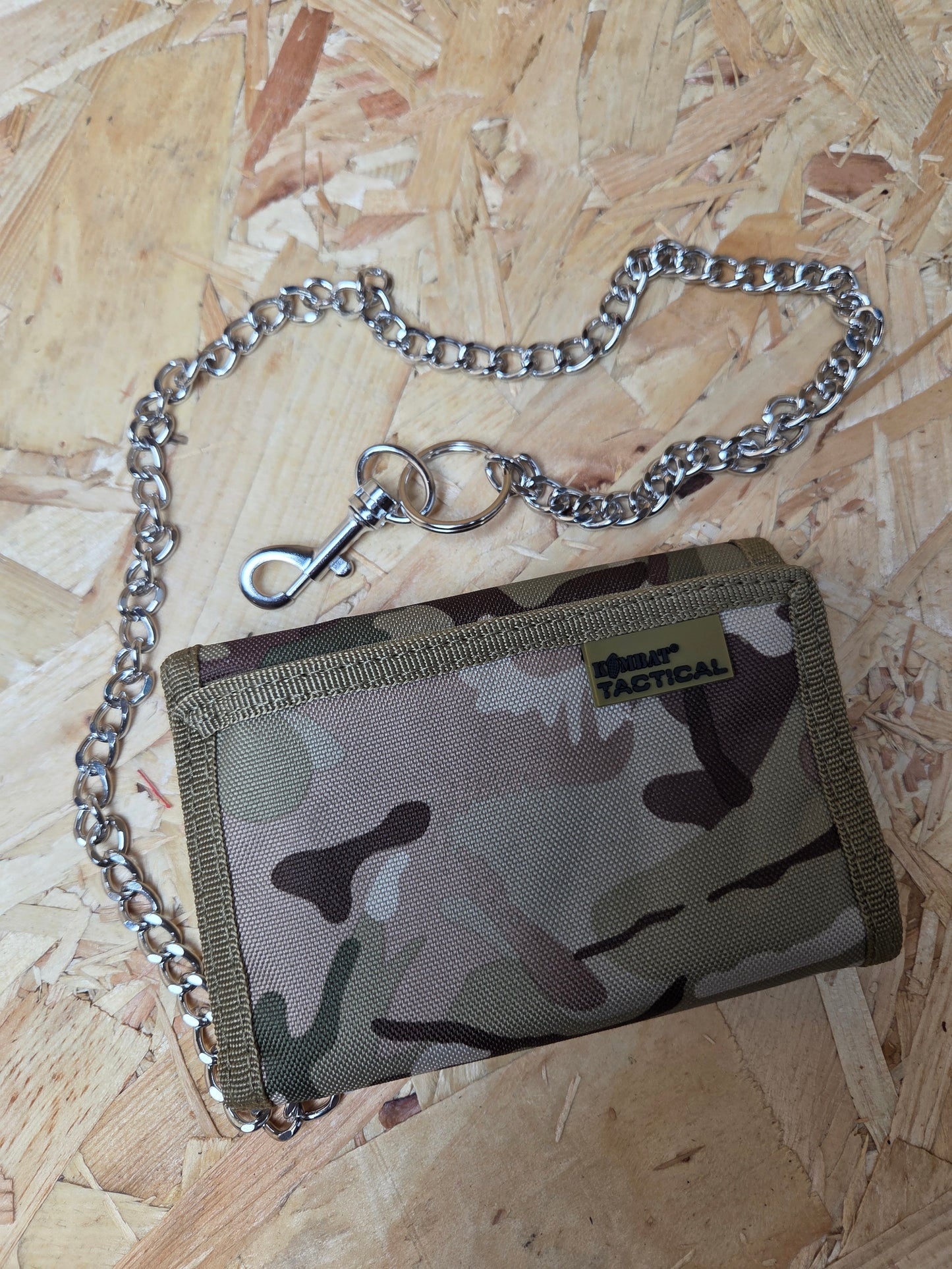 Military Wallet BTP Trifold with Security Chain and Clip Tactical Camouflage