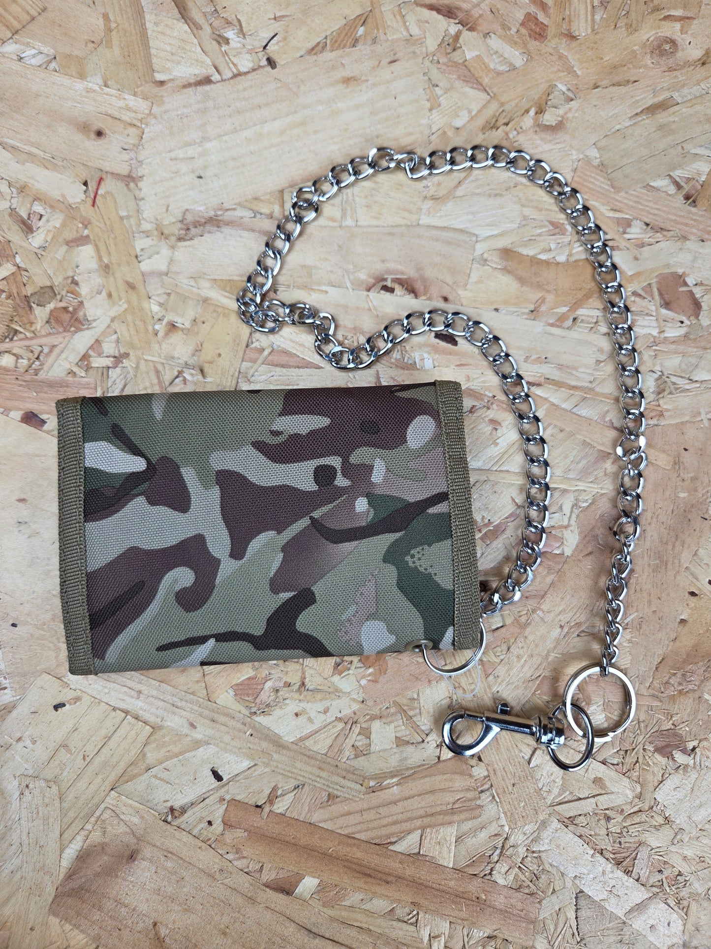 Military Wallet BTP Trifold with Security Chain and Clip Tactical Camouflage
