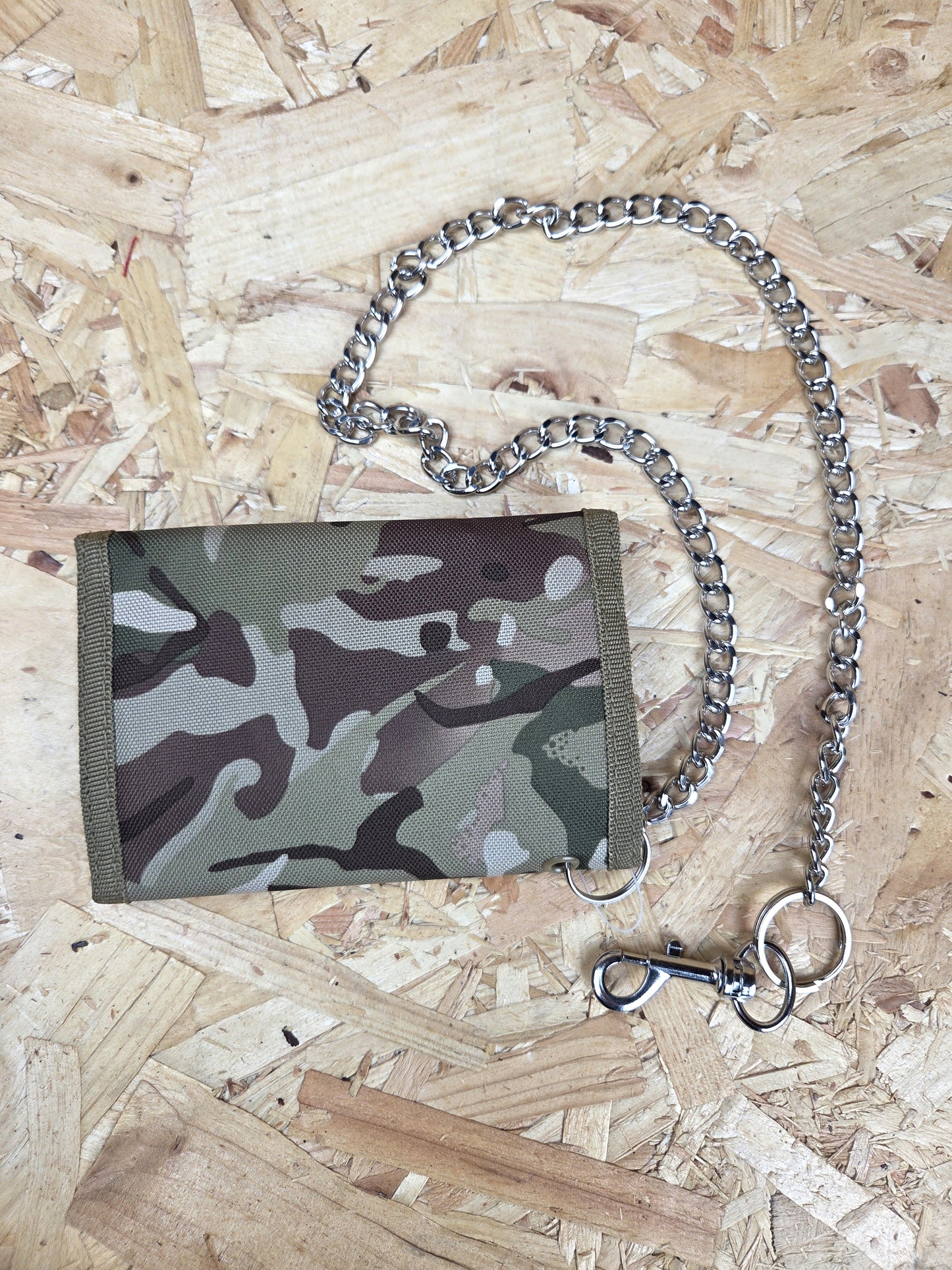 Military Wallet BTP Trifold with Security Chain and Clip Tactical Camouflage