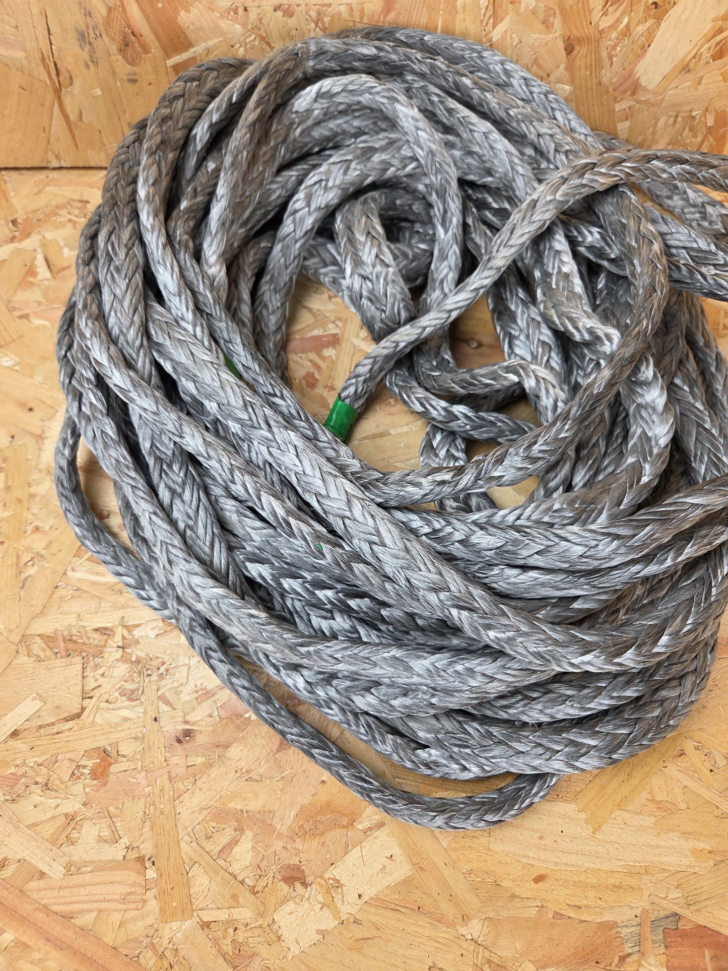 Dyneema Rope HMPE Silver Grey 16mm x 23M Ultra High Strength 4x4 Tow Recovery 24 Plait Flat