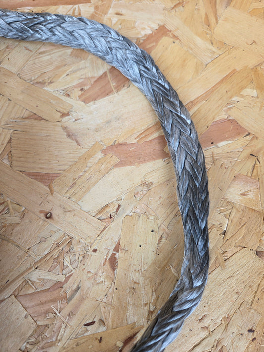 Dyneema Rope HMPE Silver Grey 16mm x 23M Ultra High Strength 4x4 Tow Recovery 24 Plait Flat